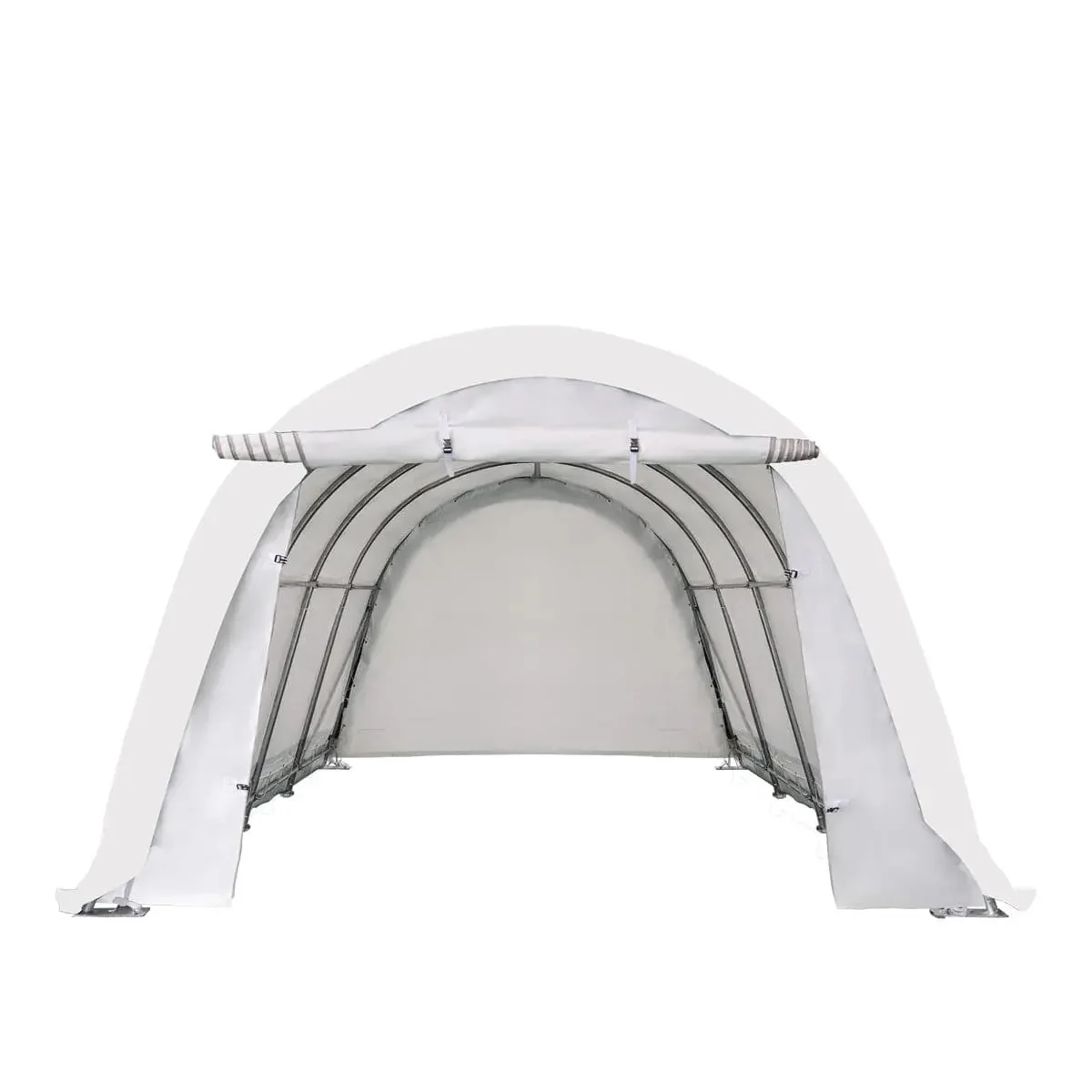 3.7 x 6 m Car Shelter with Rounded Roof and Ripstop PE Cover, TMG-ST1220R - Image 5