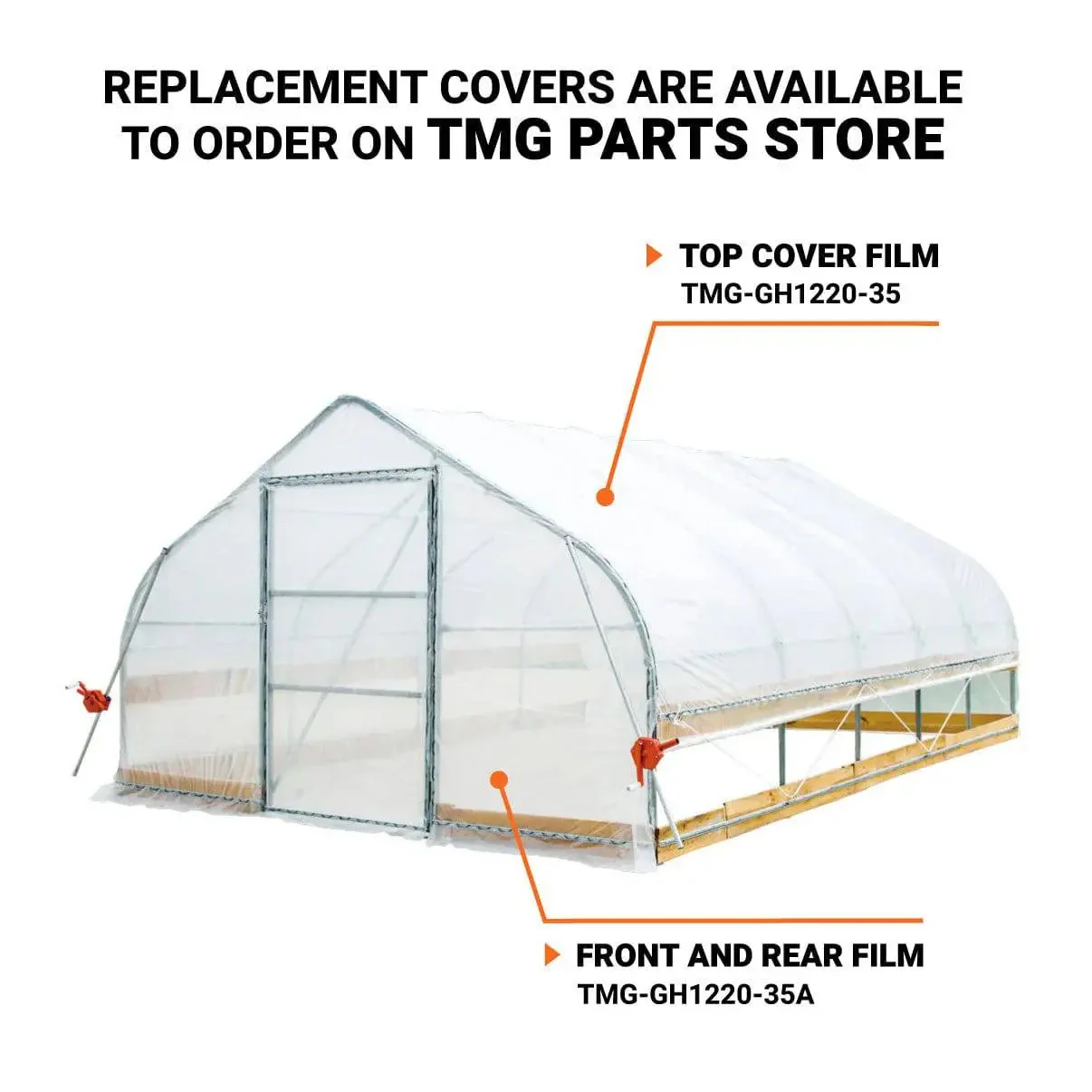 3.7 x 6.5 m Tunnel Greenhouse Grow Tent with 6 Mil Clear EVA Film, Roll-Up Sides, TMG-GH1220 - Image 3