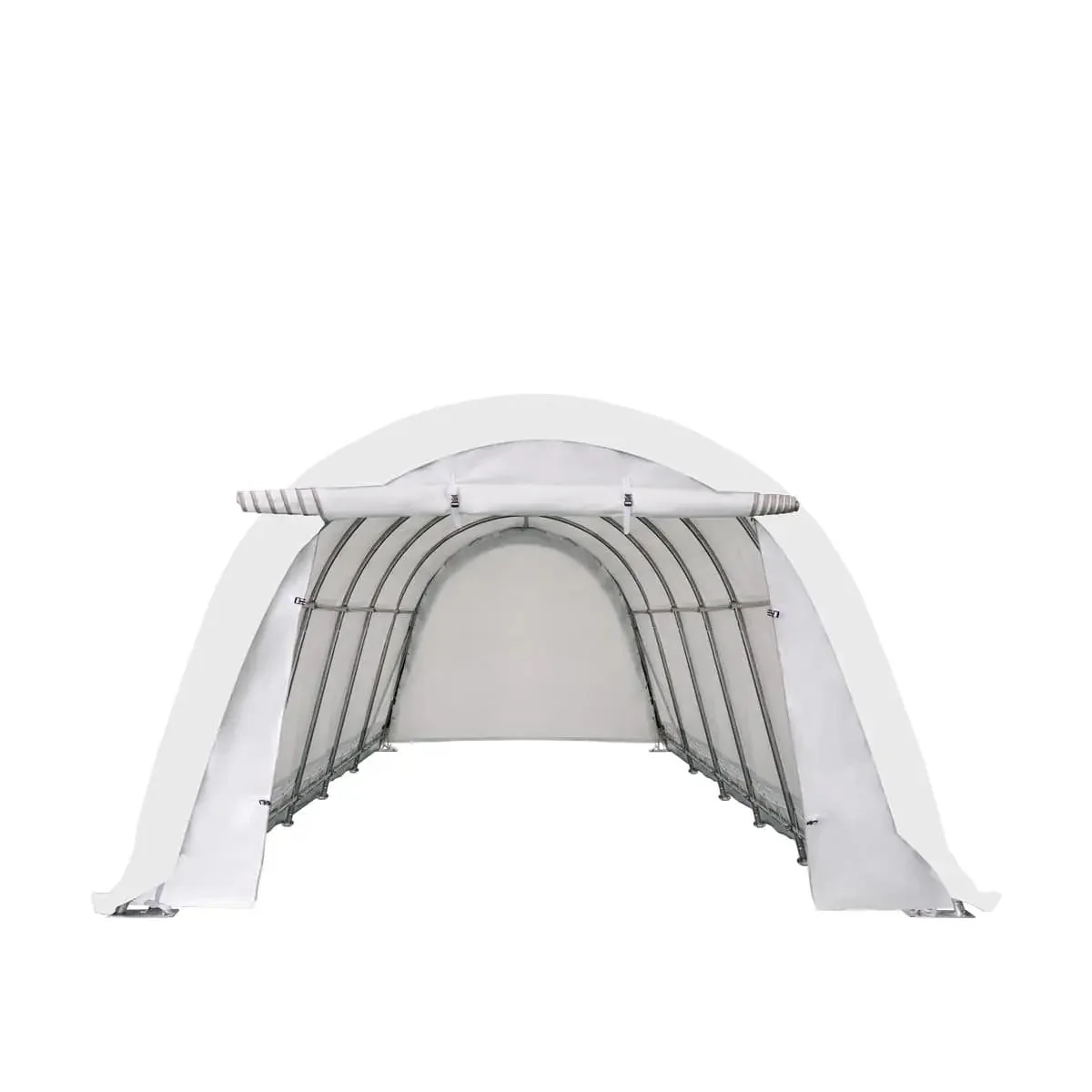 3.7 x 9 m Car Shelter with Rounded Roof and Ripstop PE Cover, TMG-ST1230R - Image 3