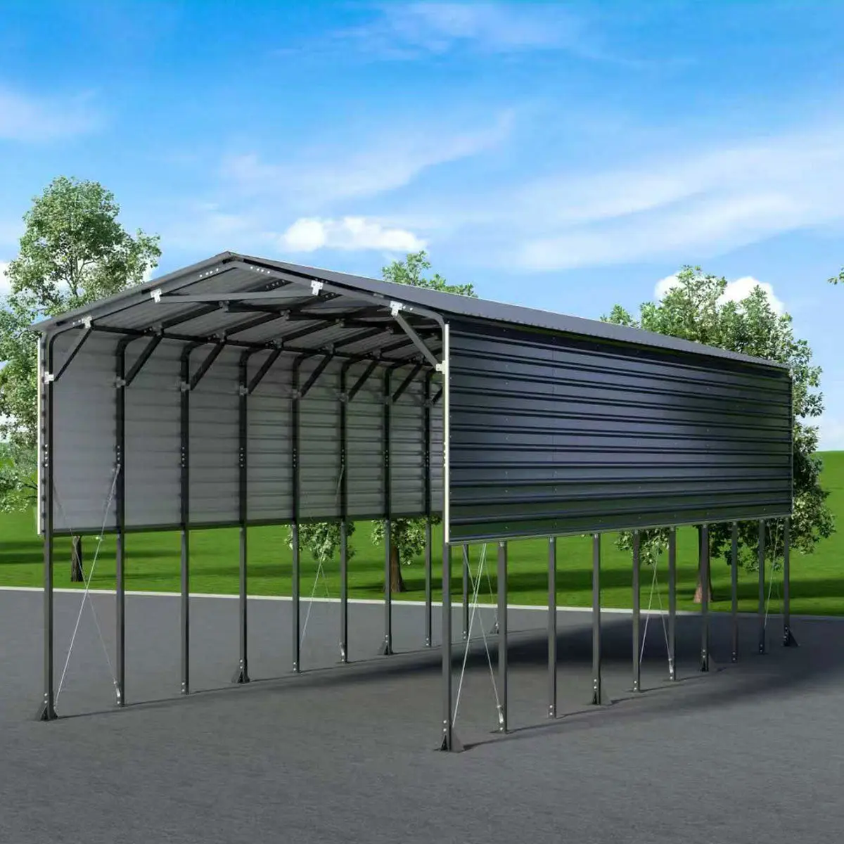 3.7 x 9 m Metal Shed Boat Shelter, 3.75 m Peak Height, 3.39 m Clearance TMG-MSB1230 - Image 15