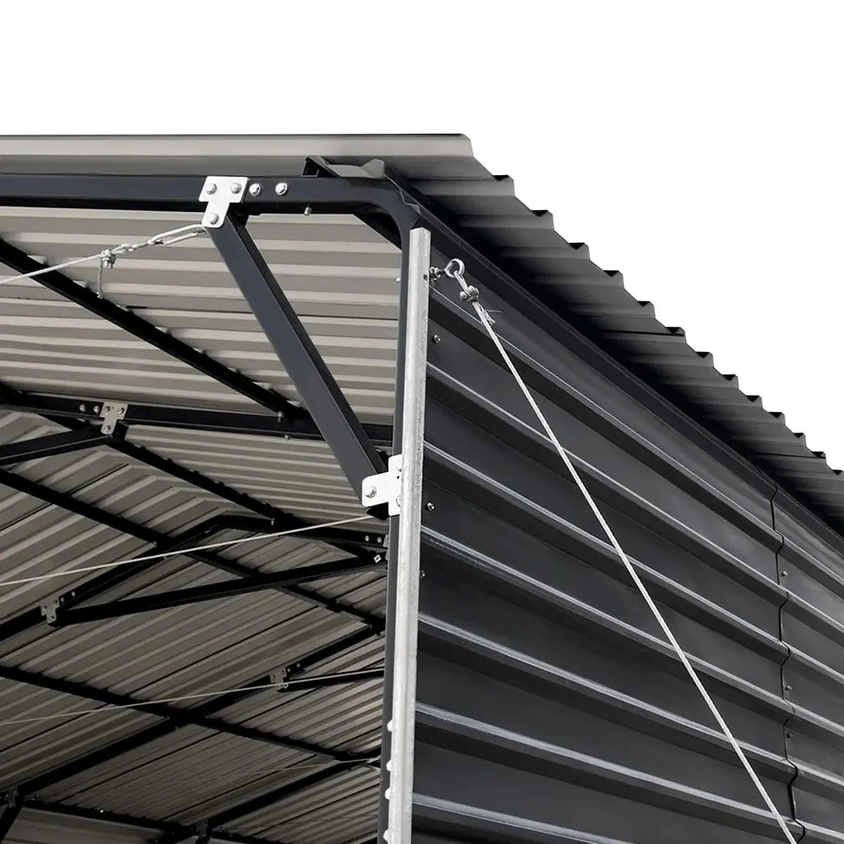 6 × 6 m Metal Shed Carport with 2.9 m Enclosed Sidewalls, 3.8 m Peak Height, TMG-MSC2020F - Image 11