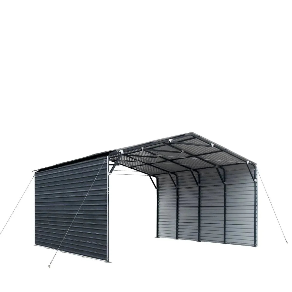 6 × 6 m Metal Shed Carport with 2.9 m Enclosed Sidewalls, 3.8 m Peak Height, TMG-MSC2020F - Image 3