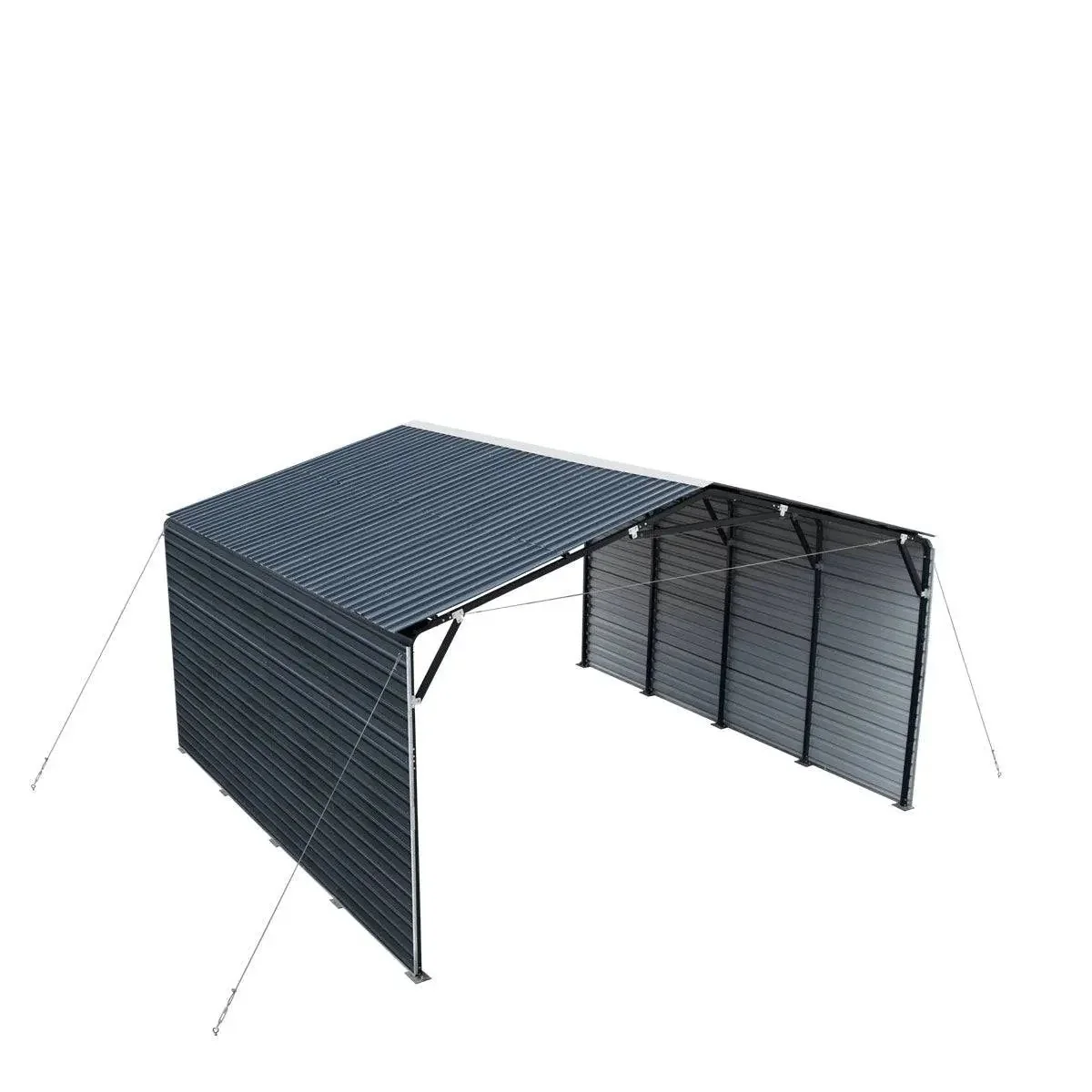 6 × 6 m Metal Shed Carport with 2.9 m Enclosed Sidewalls, 3.8 m Peak Height, TMG-MSC2020F - Image 8