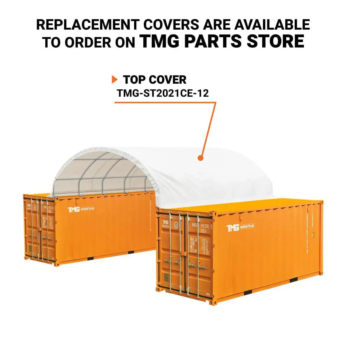 6 x 6m Container Shelter, 380 gsm Fire Retardant PE Fabric, Water Resistant, UV Protected, TMG-ST2021CE - Image 3
