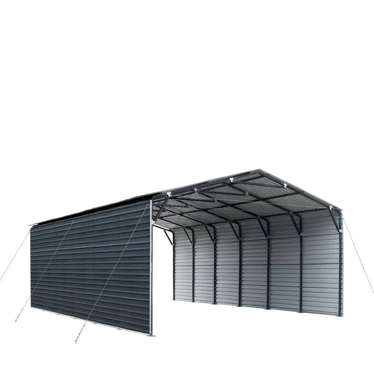 6 × 9 m Metal Shed Carport with 2.9 m Enclosed Sidewalls, 3.8 m Peak Height, TMG-MSC2030F - Image 3