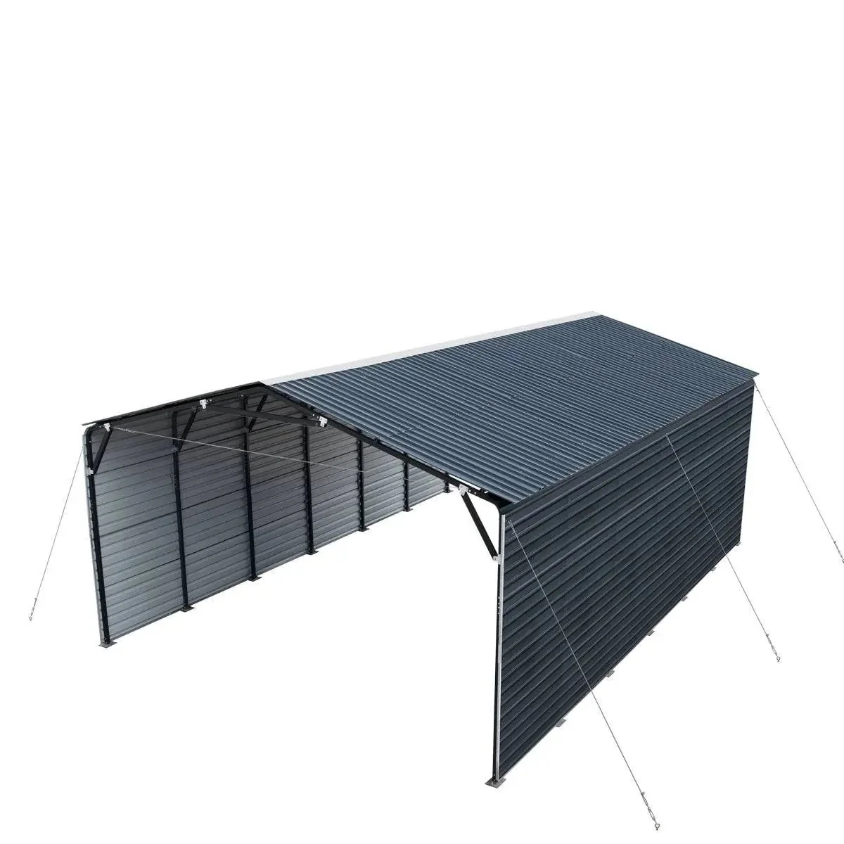 6 × 9 m Metal Shed Carport with 2.9 m Enclosed Sidewalls, 3.8 m Peak Height, TMG-MSC2030F - Image 6