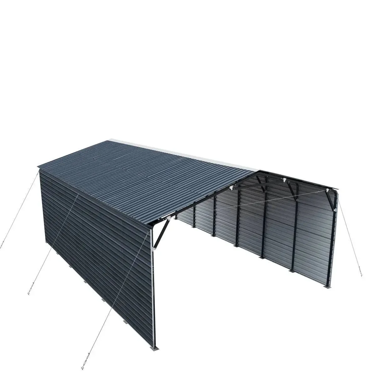 6 × 9 m Metal Shed Carport with 2.9 m Enclosed Sidewalls, 3.8 m Peak Height, TMG-MSC2030F - Image 7