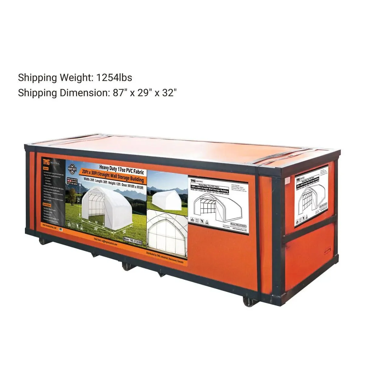 6 x 9 m Straight Wall Peak Ceiling Storage Shelter with Heavy Duty PVC Fabric Cover, TMG-ST2031V - Image 14