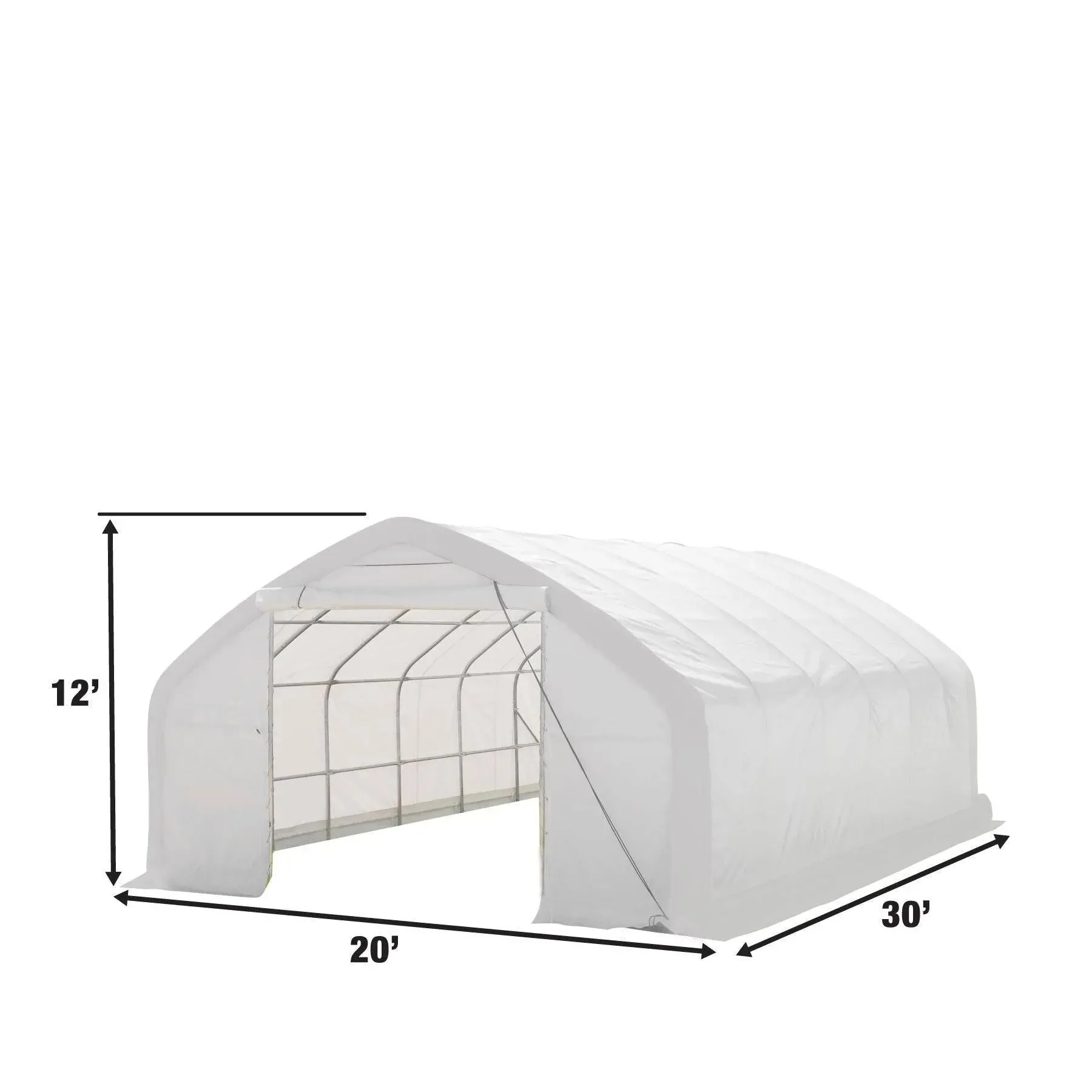 6 x 9 m Straight Wall Peak Ceiling Storage Shelter with Heavy Duty PVC Fabric Cover, TMG-ST2031V - Image 3