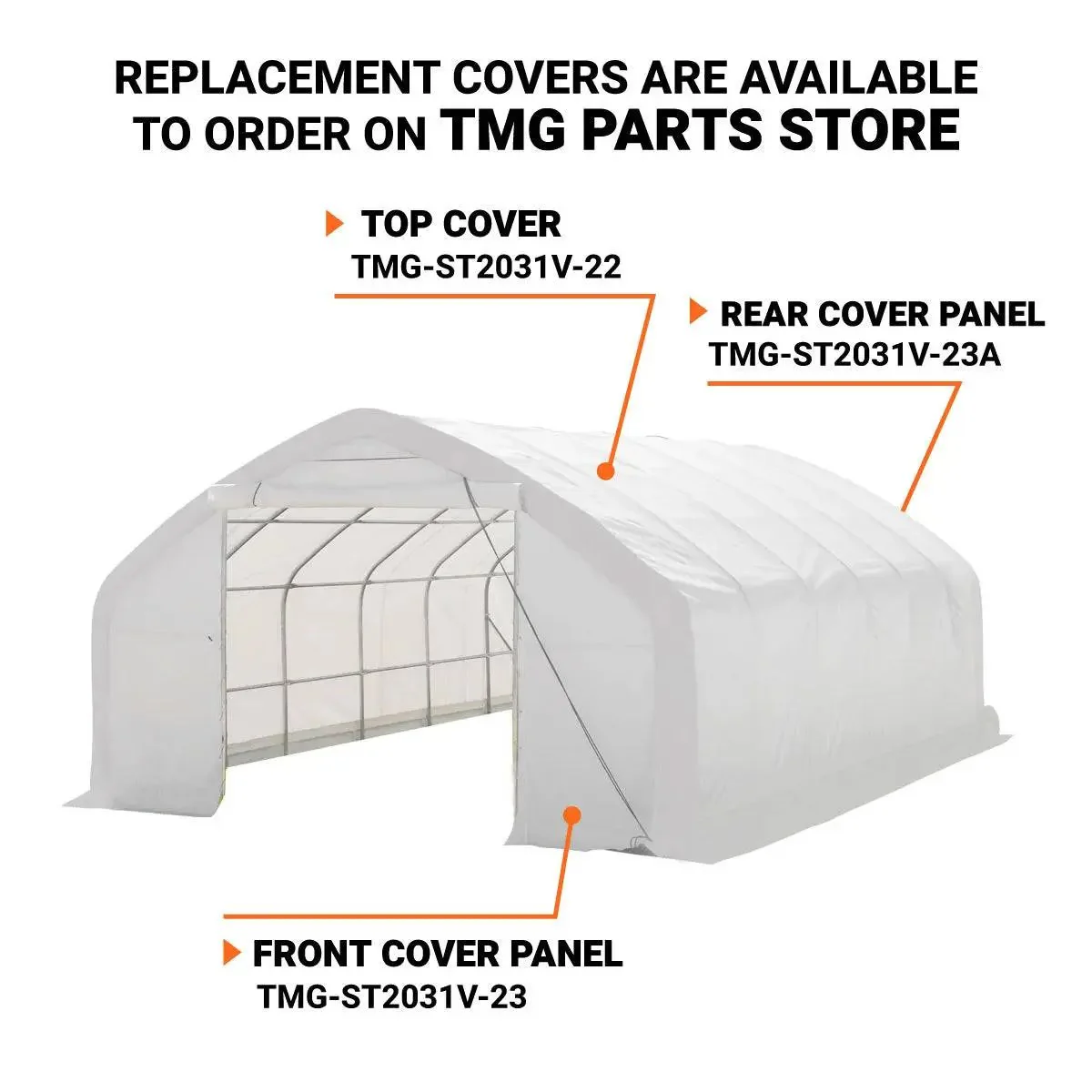 6 x 9 m Straight Wall Peak Ceiling Storage Shelter with Heavy Duty PVC Fabric Cover, TMG-ST2031V - Image 4