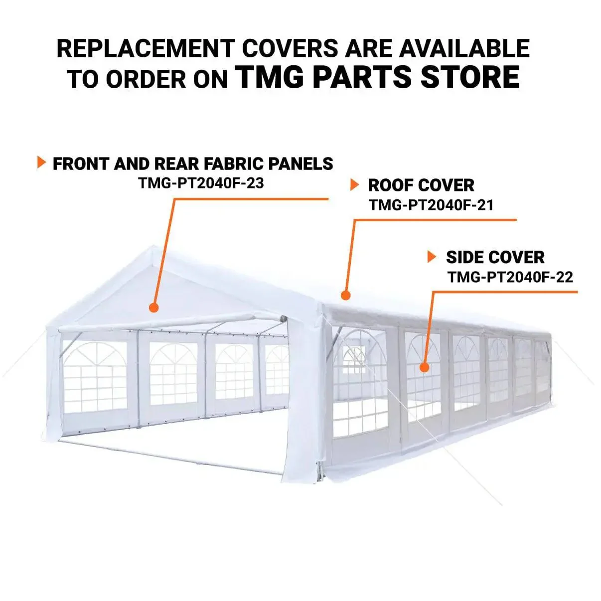 6 x 12 m Heavy-Duty Outdoor Party Tent with Removable Sidewalls and Roll-up Doors, PE Tarpaulin, TMG-PT2040F - Image 4