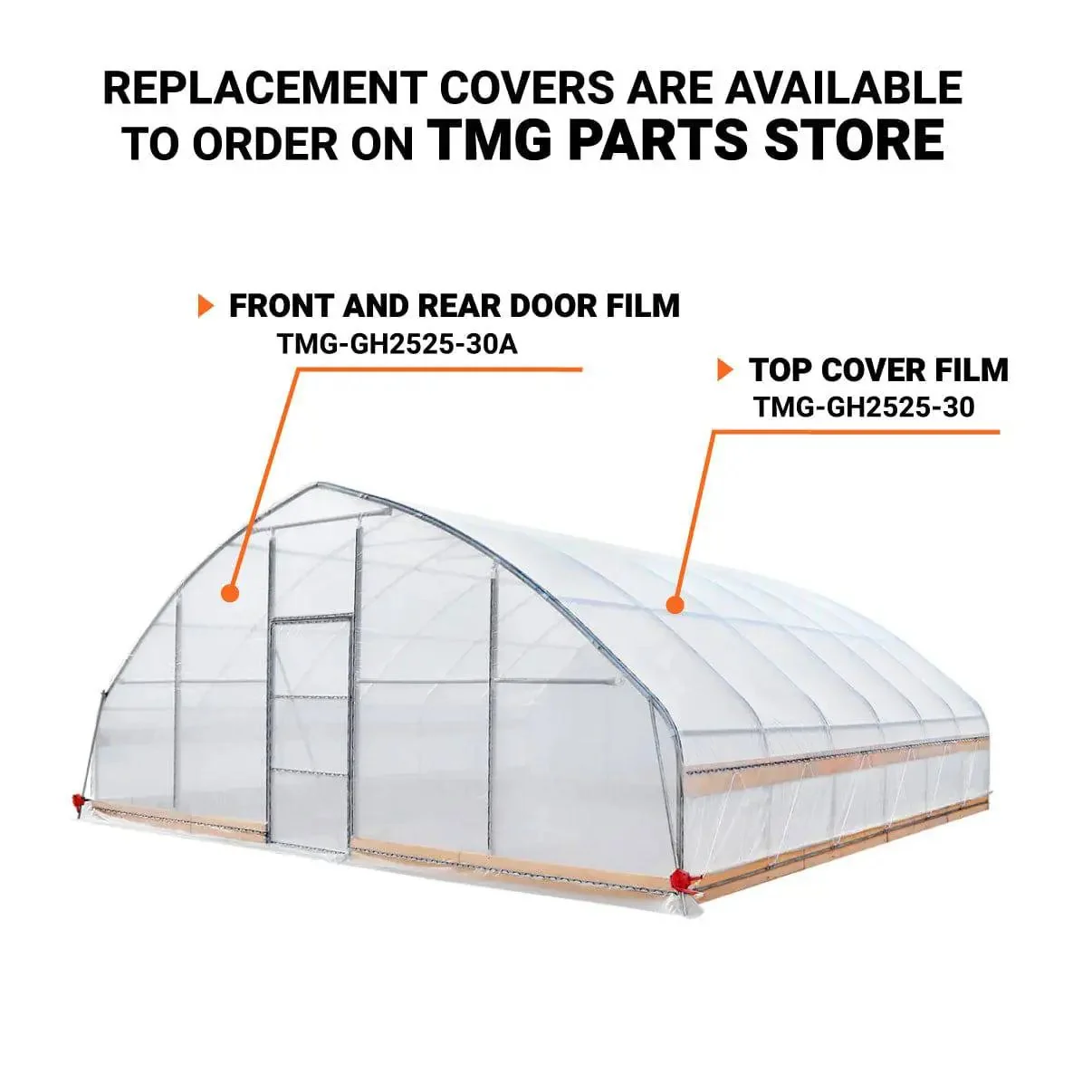 7.6 x 7.6 m Tunnel Greenhouse Grow Tent w/6 Mil Clear EVA Film, Roll-Up Sides, TMG-GH2525 - Image 5