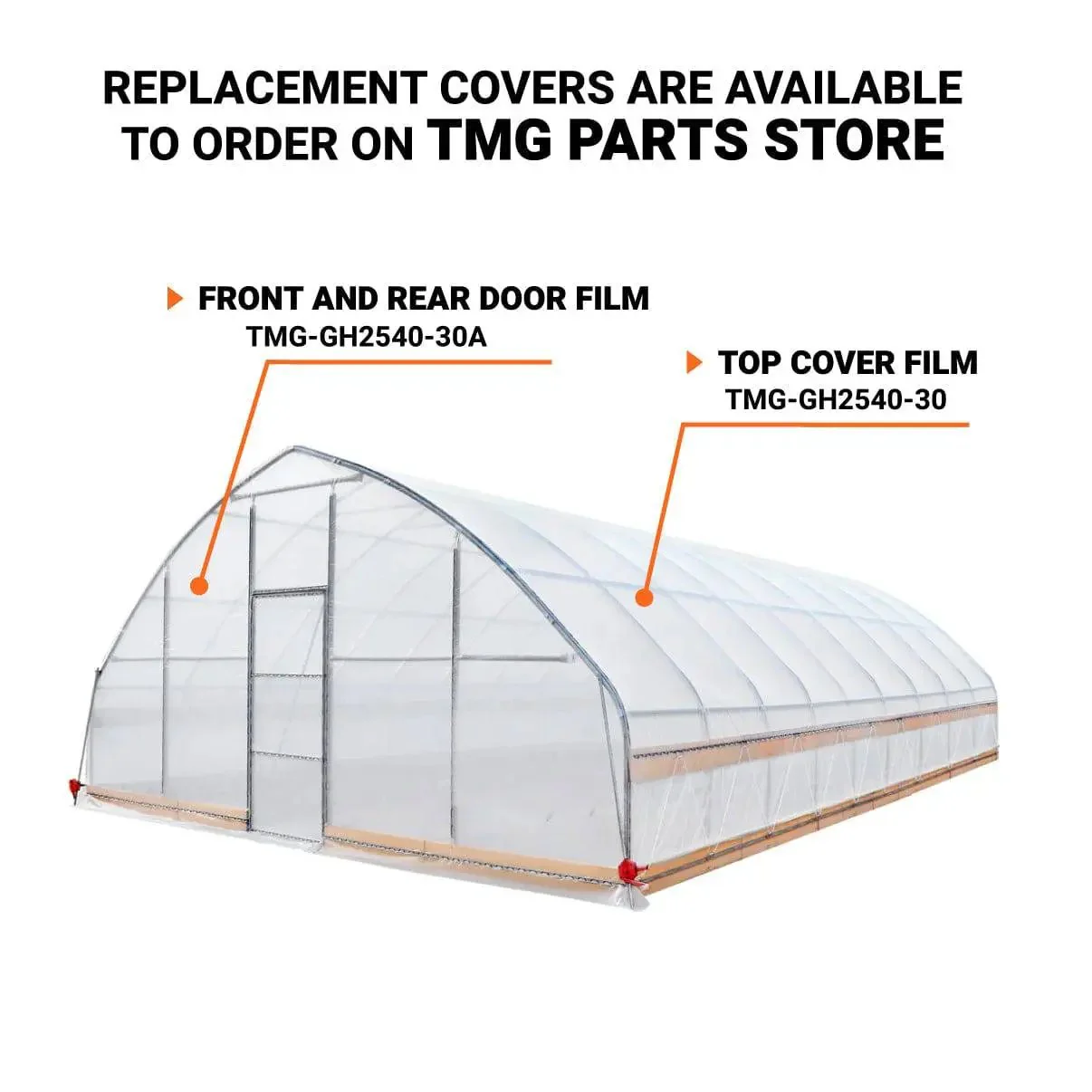 7.6 x 12 m Tunnel Greenhouse Grow Tent w/6 Mil Clear EVA Film, Roll-Up Sides, TMG-GH2540 - Image 4