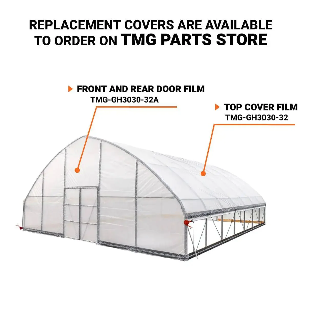9 x 9 m Commercial Tunnel Greenhouse with 6 Mil Clear EVA Film, Roll-Up Sides, TMG-GH3030 - Image 5