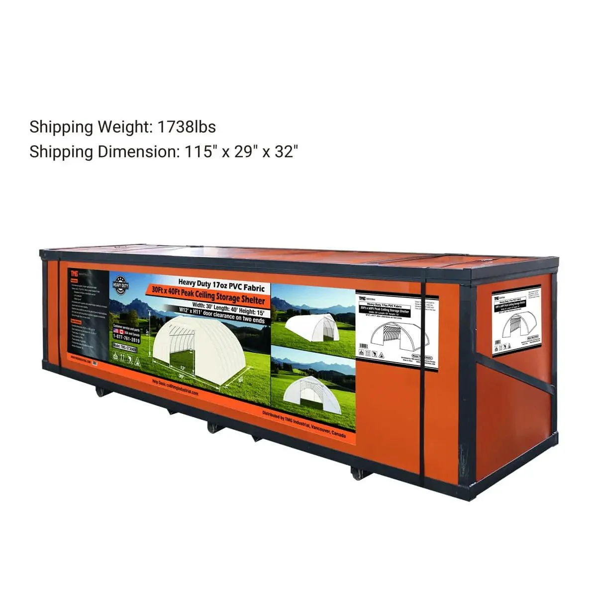 9x12 m Peak Ceiling Storage Shelter with Heavy-Duty PVC Cover, TMG-ST3040V - Image 15