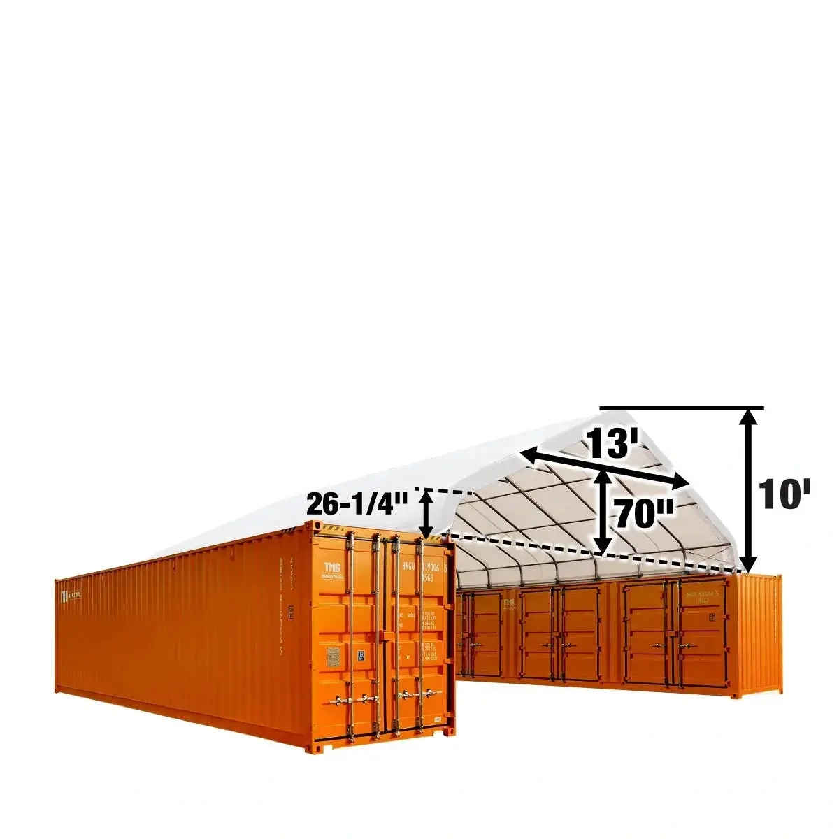 TMG Heavy Series™ 9m × 12m (30' × 40') PVC Fabric Container Peak Roof Shelter, Heavy Series™, Fire Retardant, UV Protected, TMG-ST3042CV (Previously ST3041CV) - Image 3