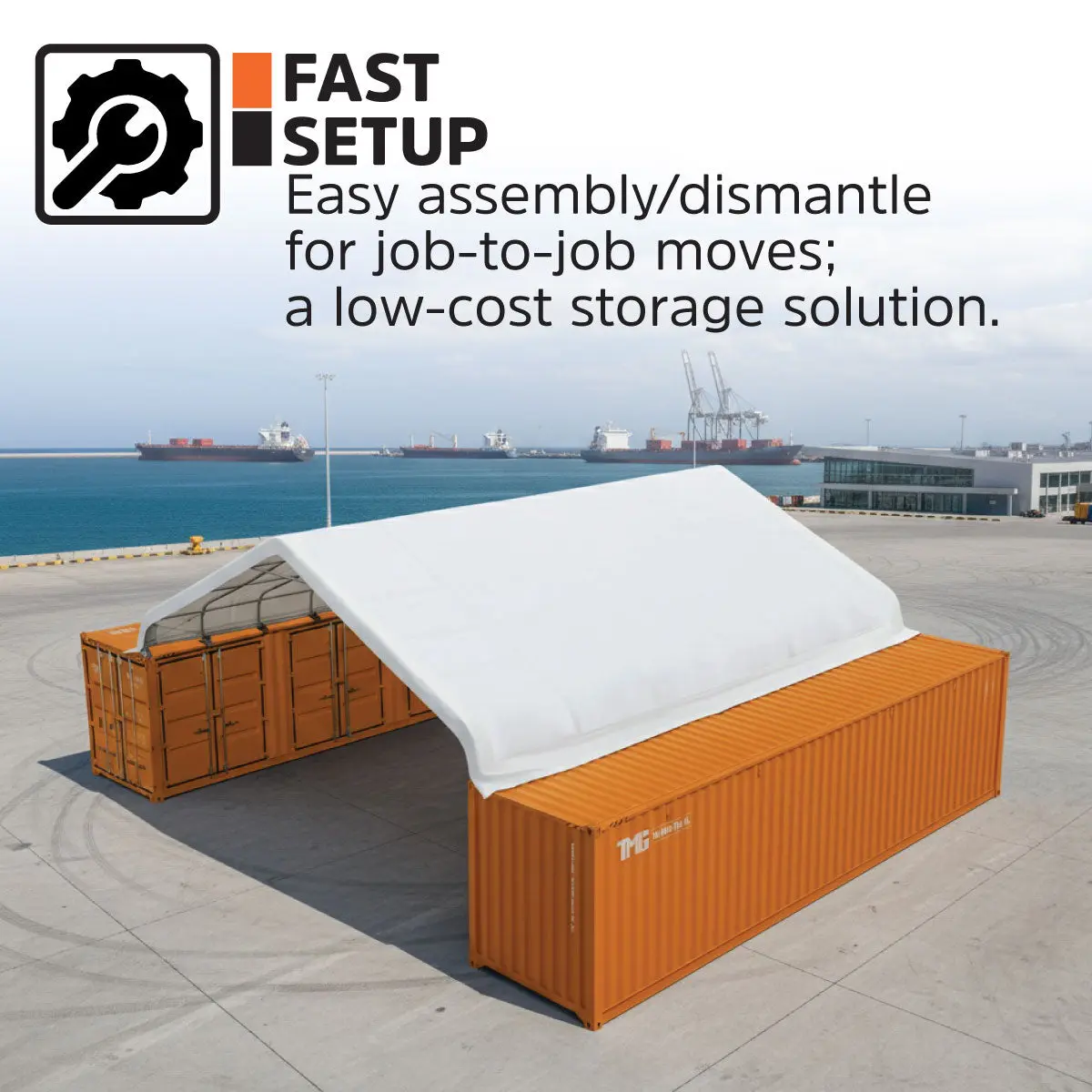 TMG Heavy Series™ 9m × 12m (30' × 40') PVC Fabric Container Peak Roof Shelter, Heavy Series™, Fire Retardant, UV Protected, TMG-ST3042CV (Previously ST3041CV) - Image 4