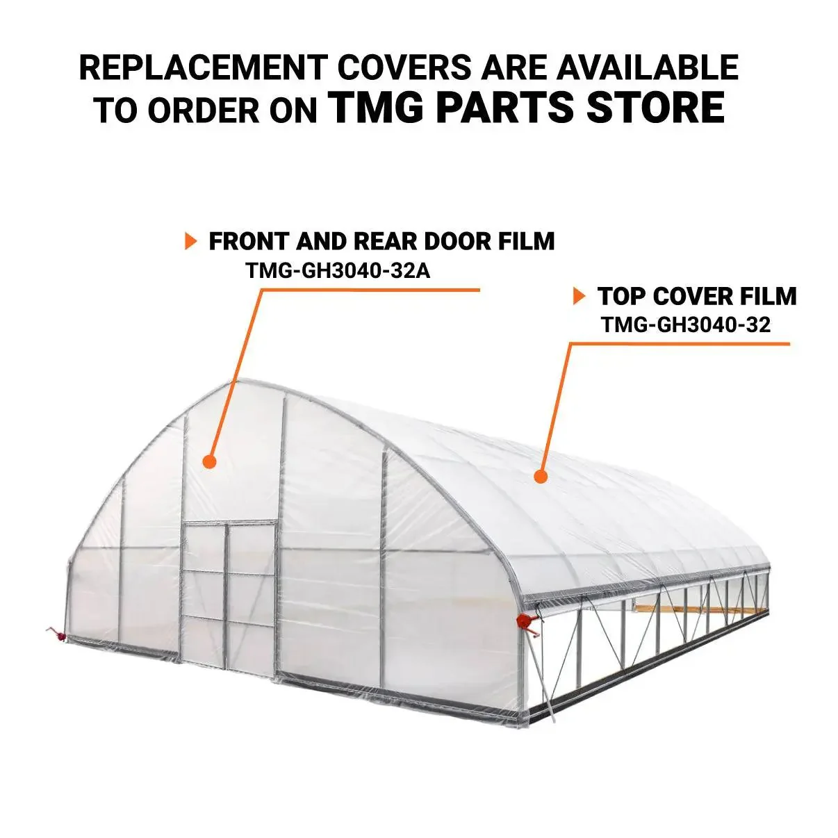 9 x 12 m Commercial Tunnel Greenhouse with 6 Mil Clear EVA Film, Roll-Up Sides, TMG-GH3040 - Image 5