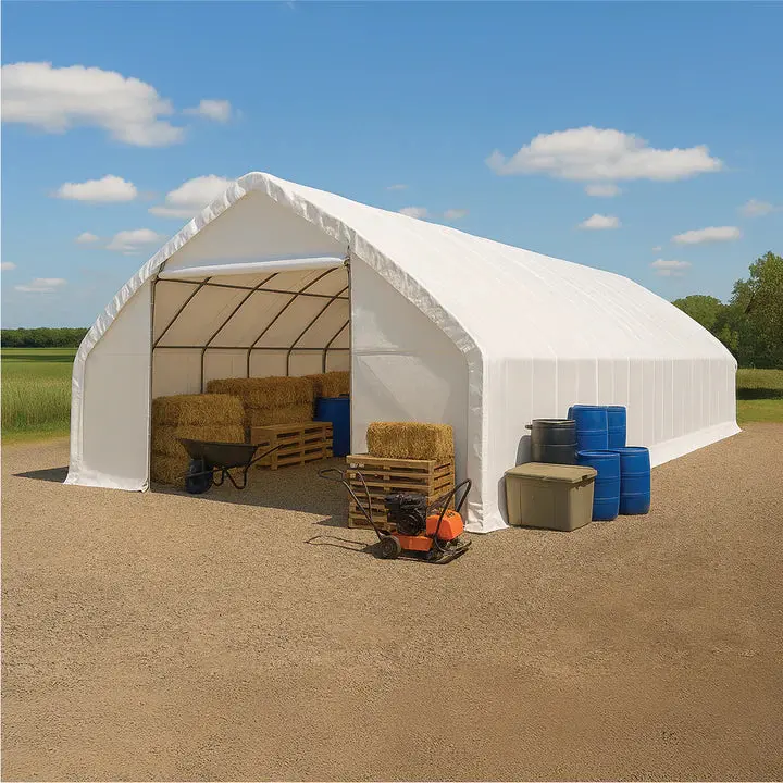 9 x 15 m Straight Wall Peak Ceiling Storage Shelter with Heavy Duty 300 GSM PE Cover TMG-ST3052E (Previously ST3050E) - Image 2