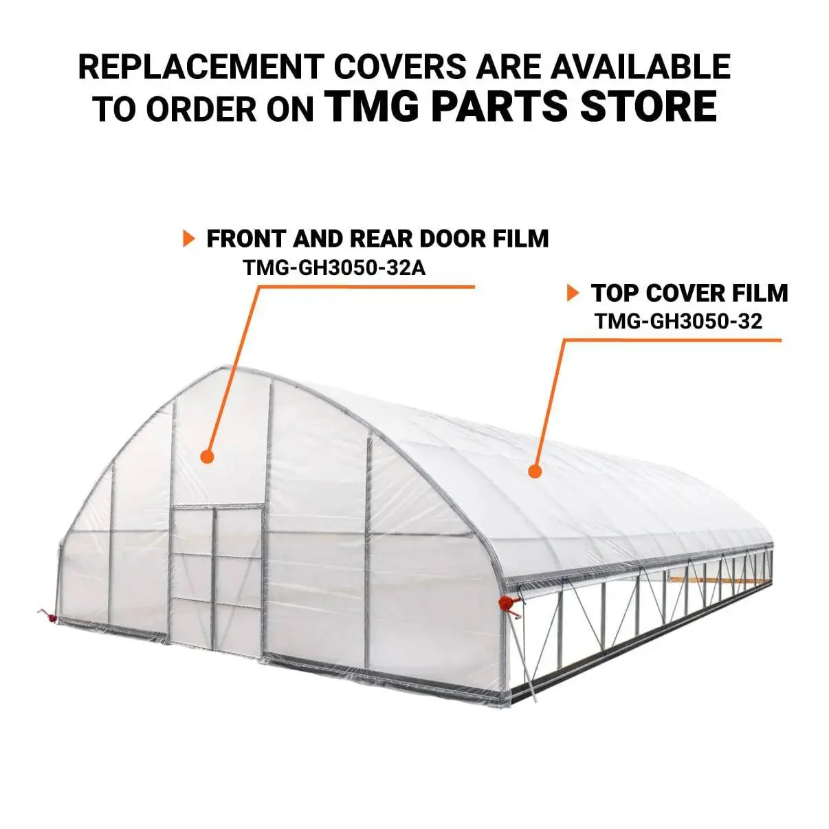 9 x 16 m Commercial Tunnel Greenhouse with 6 Mil Clear EVA Film, Roll-Up Sides, TMG-GH3050 - Image 5
