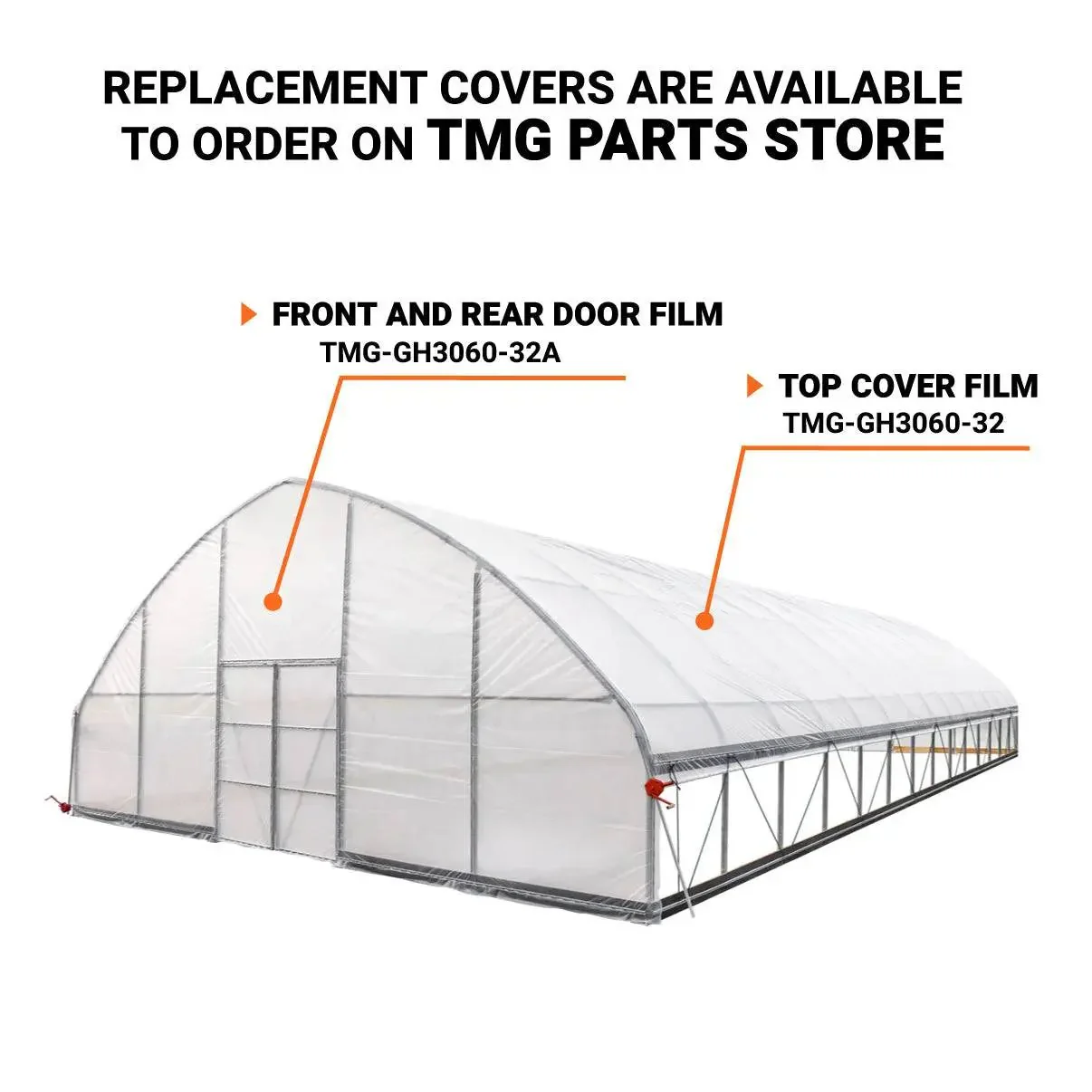 9 x 18 m Commercial Tunnel Greenhouse with 6 Mil Clear EVA Film, Roll-Up Sides, TMG-GH3060 - Image 5
