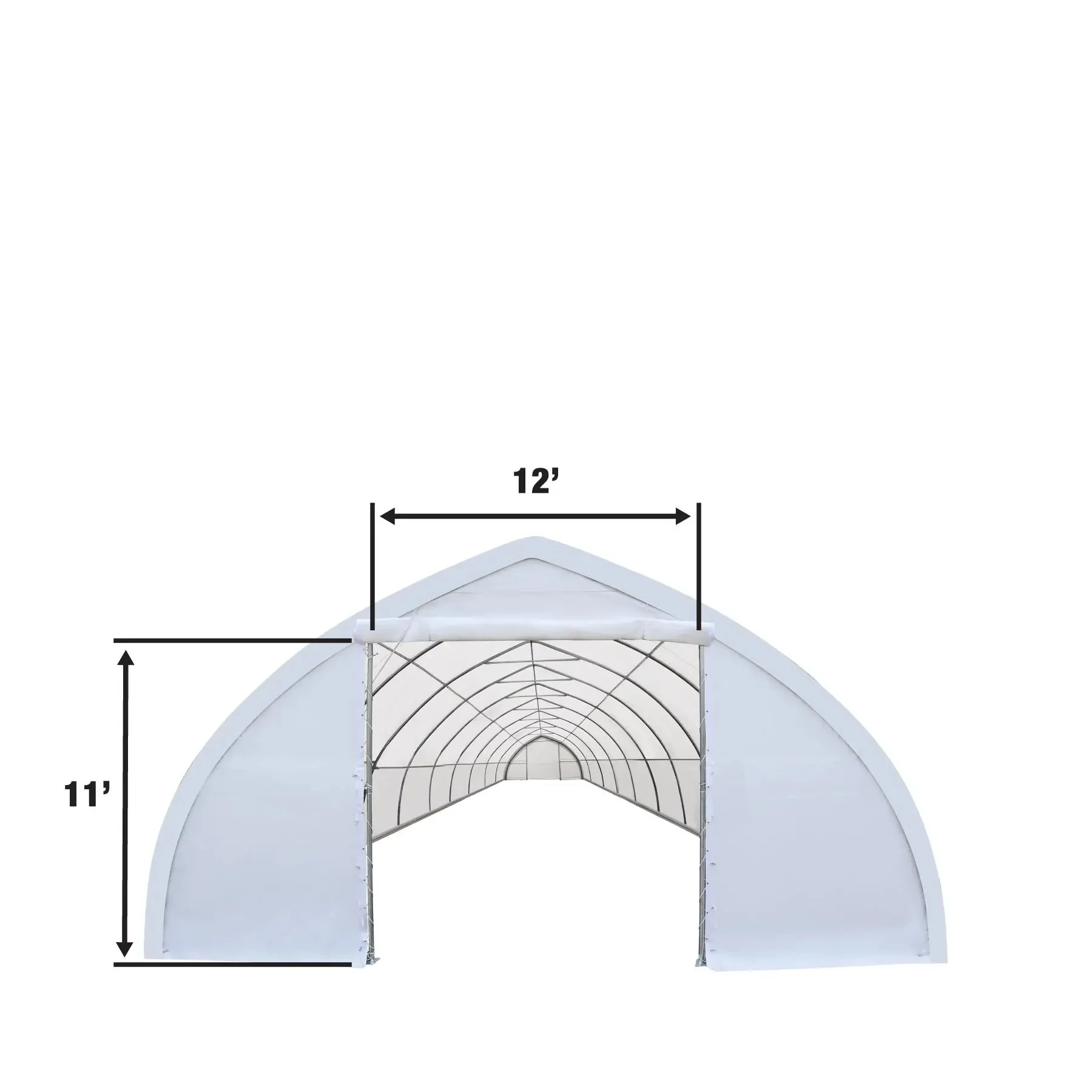 9.5 x 24.5m (30' x 80') Peak Ceiling Storage Shelter, 580 g/m² (17 oz) PVC Cover, TMG-ST3082V (Previously ST3080V) - Image 4