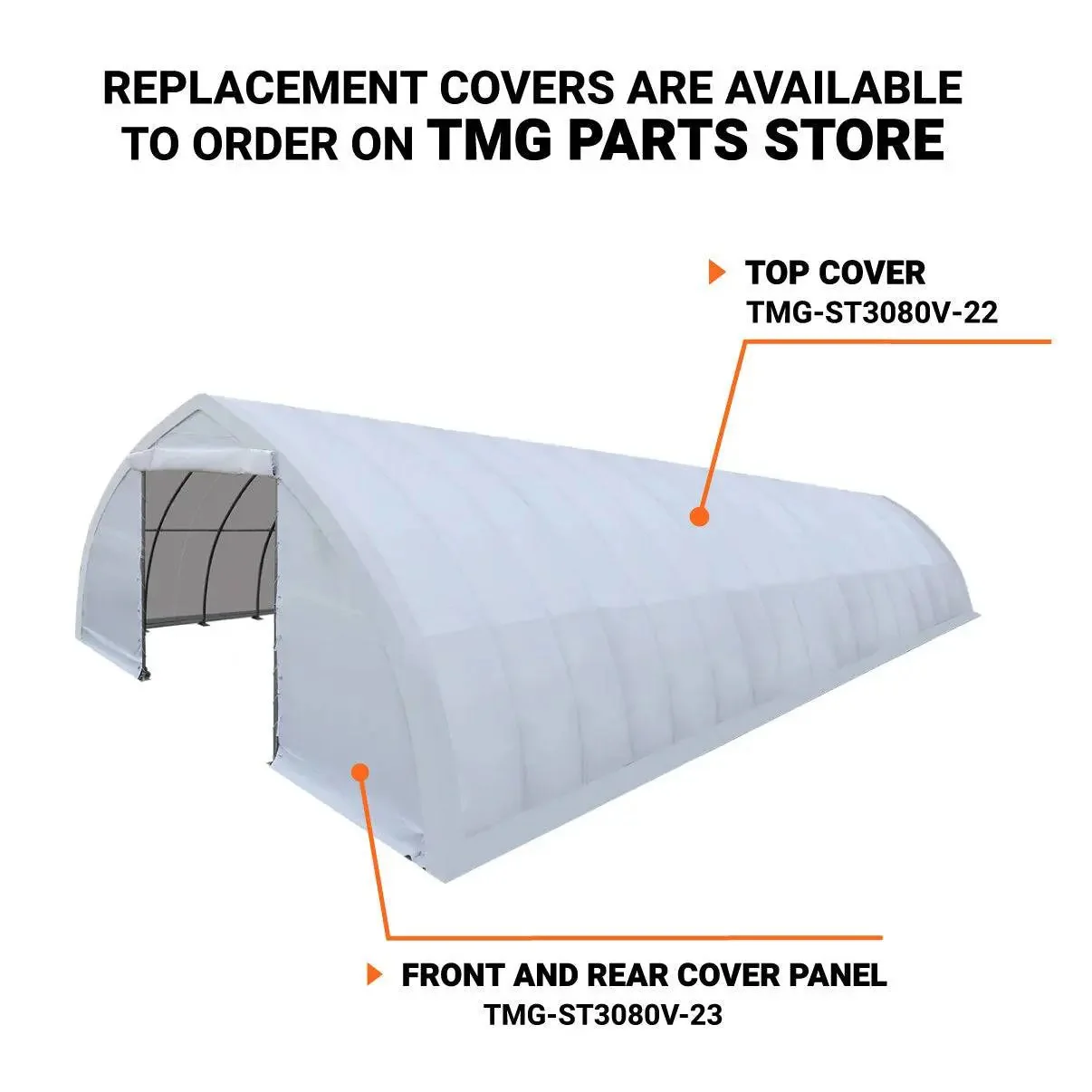 9.5 x 24.5m (30' x 80') Peak Ceiling Storage Shelter, 580 g/m² (17 oz) PVC Cover, TMG-ST3082V (Previously ST3080V) - Image 5
