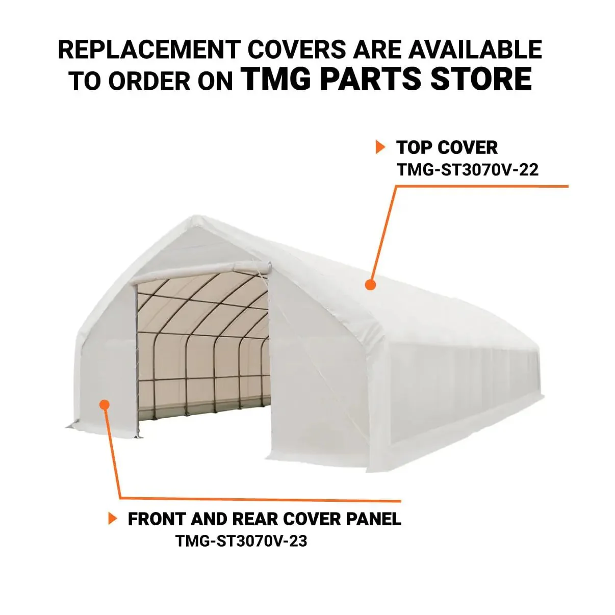 9 x 21 m Straight Wall, Peak Ceiling Storage Shelter with PVC Cover, TMG-ST3070V - Image 5