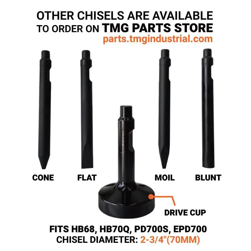 Hydraulic Breaker for 4–7 Ton Excavators, Pin Grabber Lugging Coupler, TMG-HB68 - Image 4
