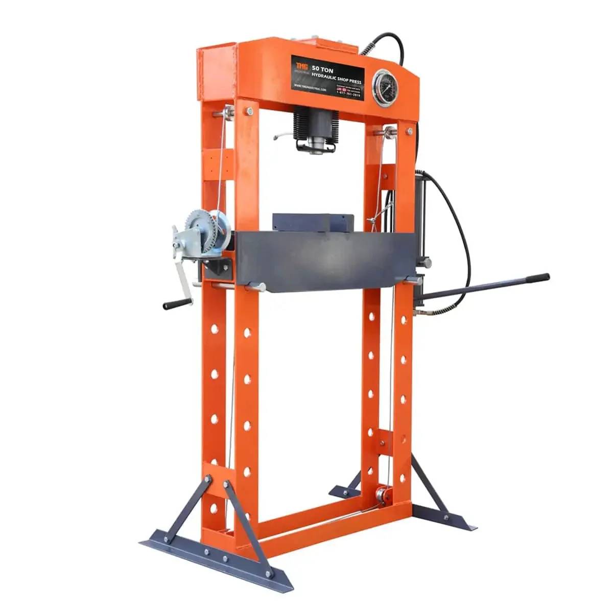 50 Ton Hydraulic Shop Press, Air & Manual Dual Operation, TMG-SP50 - Image 3