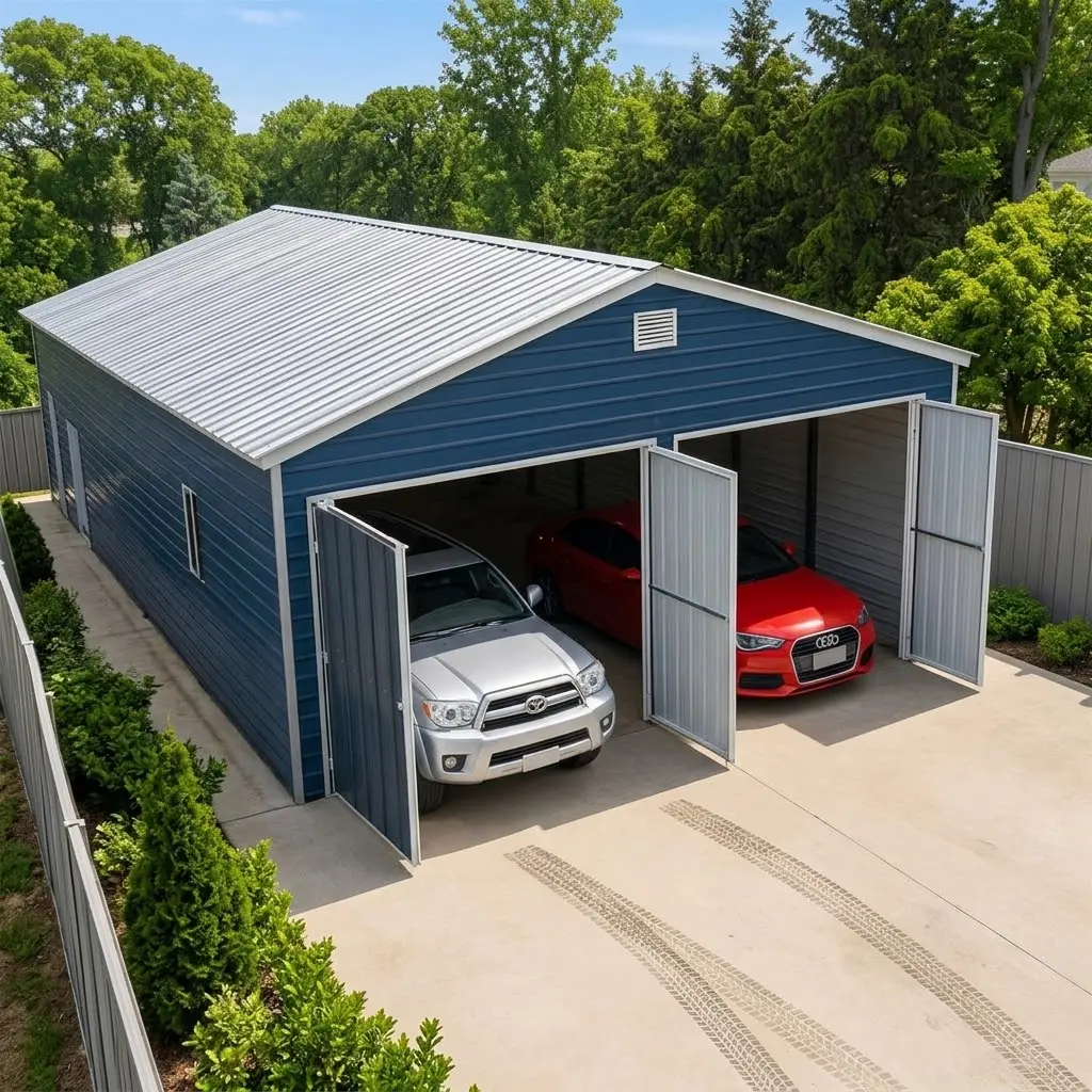 6 x 12 m Metal Garage Shed, 2.8 m High Double Front Doors, 4 m Peak, 72 m² TMG-MS2040 - Image 3