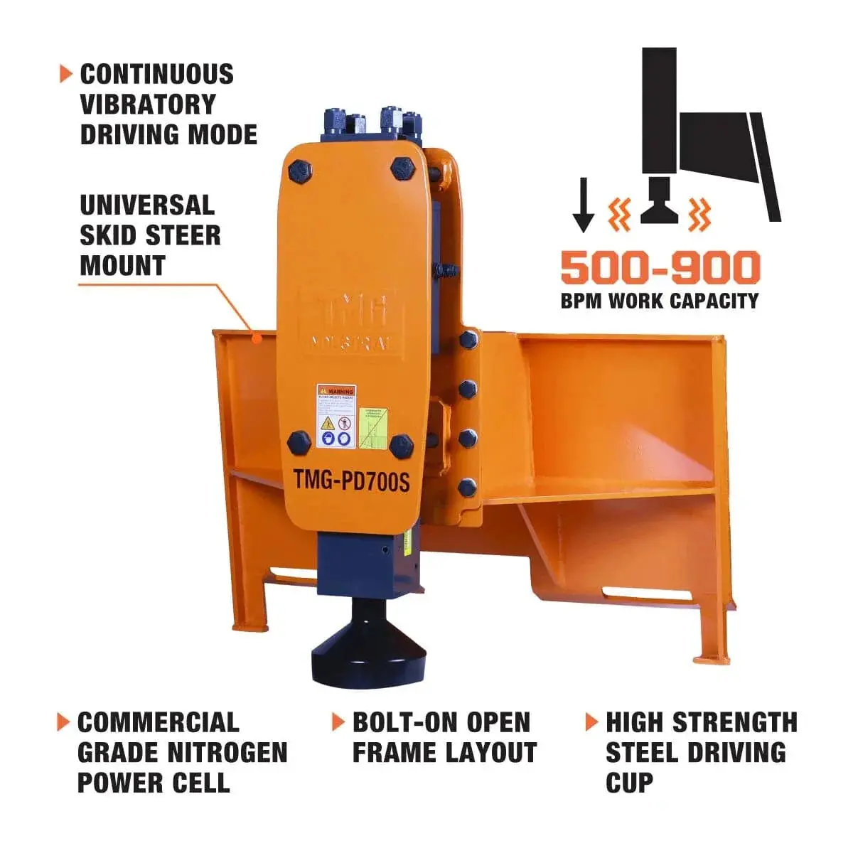 Skid Steer Post Pounder, Universal Mount, 838 Joules Energy, TMG-PD700S - Image 6