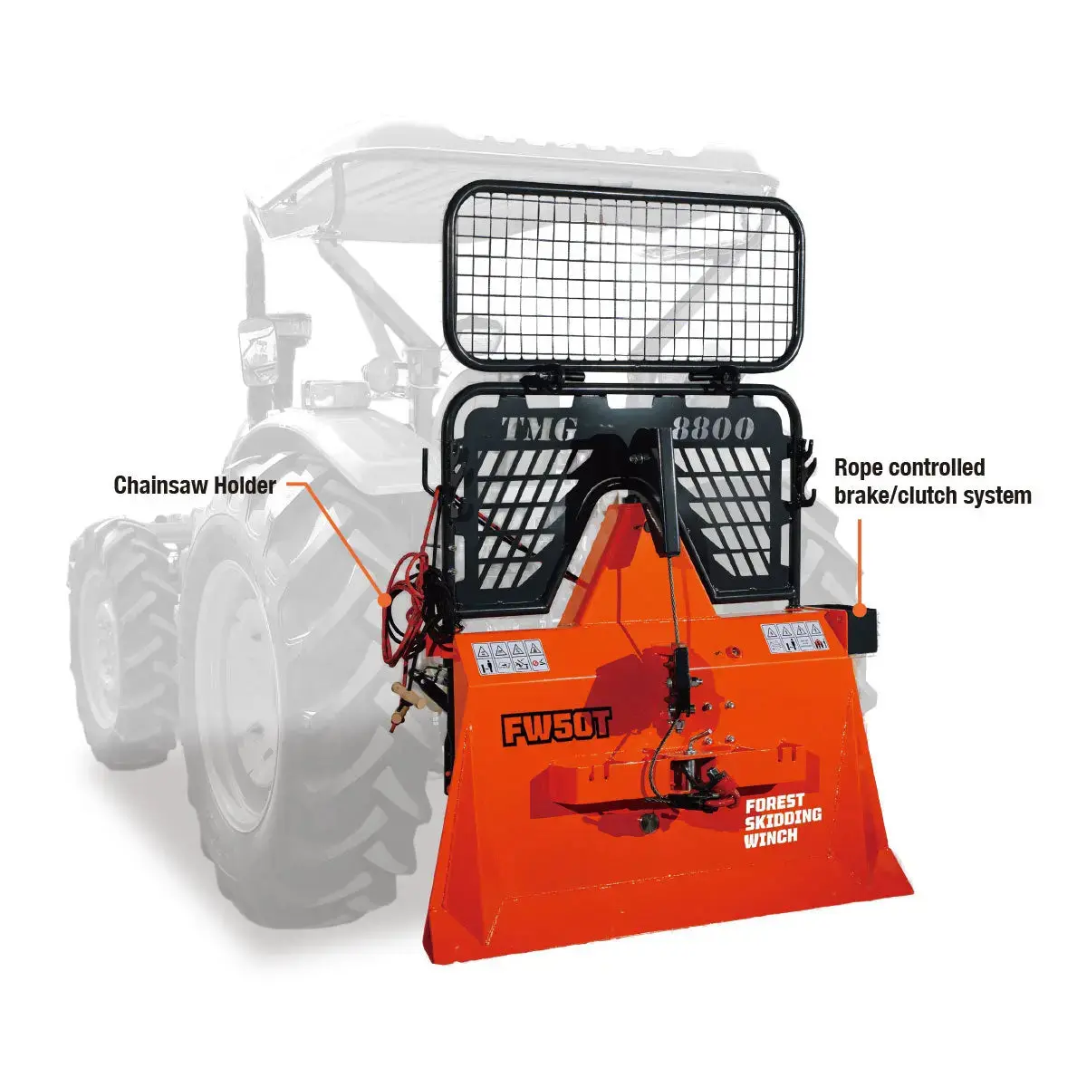 42 kN Log Skidding Winch for 30 - 50 HP Tractors, 3-Point Hitch, Category 1, TMG-FW50T - Image 9
