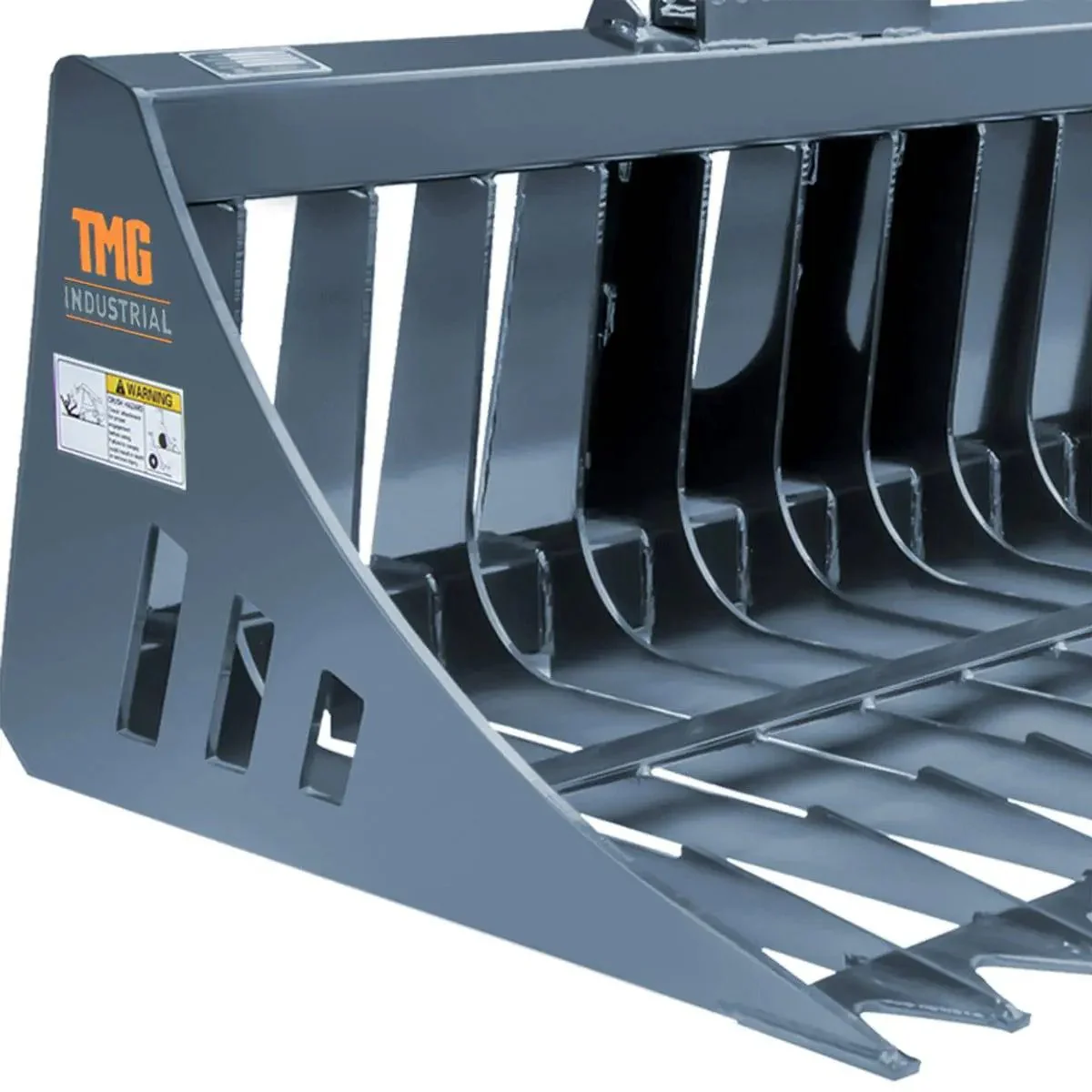 2.2 m Skid Steer Rock Skeleton Bucket Attachment, 100mm (4") Tine Spacing, Universal Mount, TMG-SB84 - Image 9