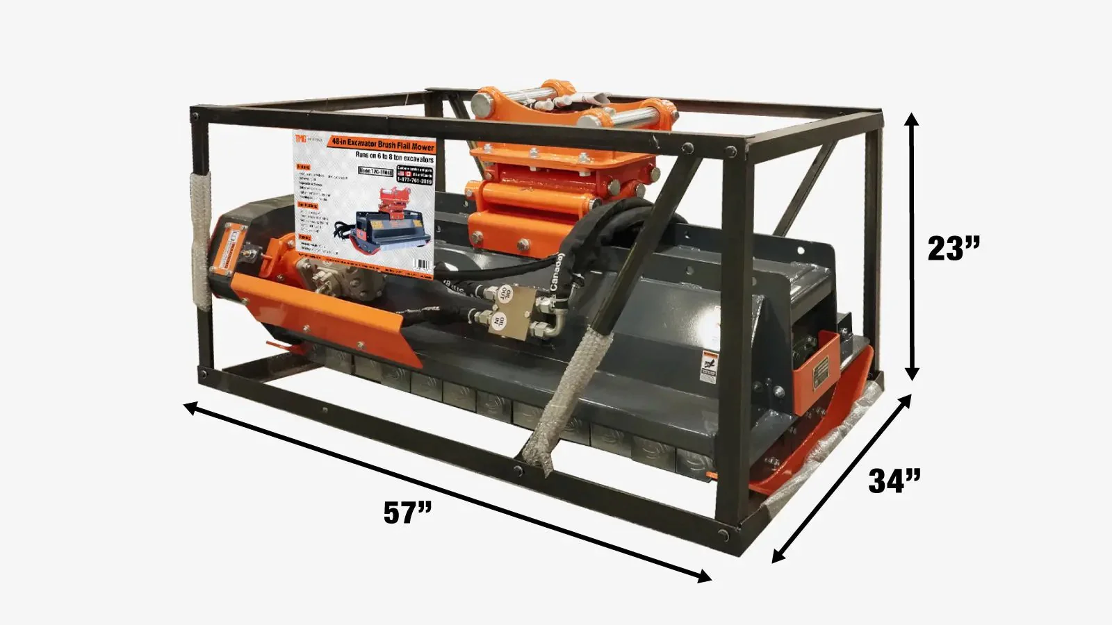1220 mm (48") Flail Mower Brush Cutter for Mini to Midsize Excavators and Backhoes, TMG‑EFM48 - Image 13