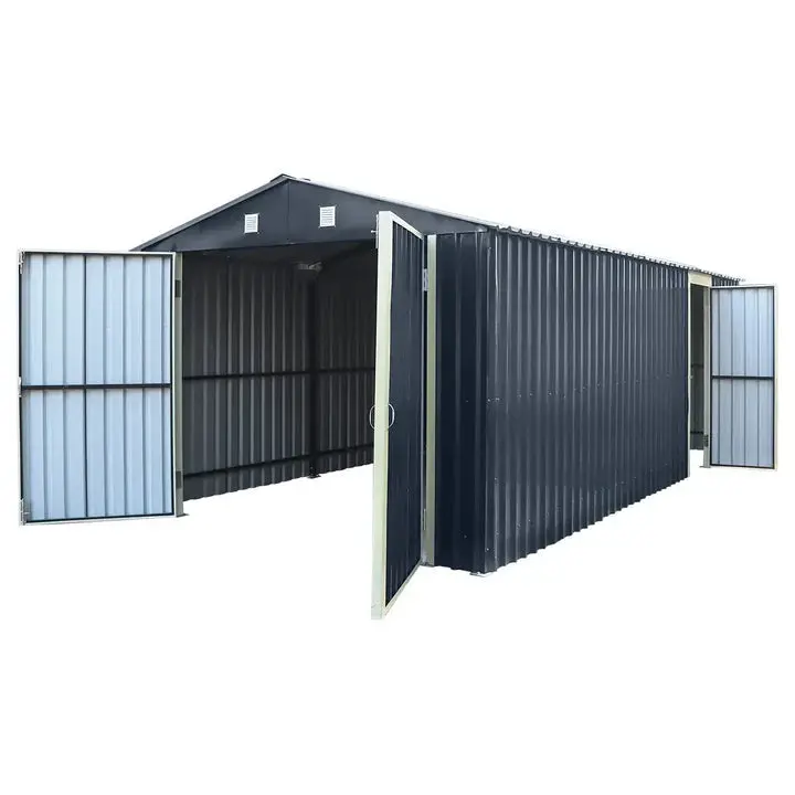TMG Heavy Series™ 3 x 6 m Metal Garage Shed with Double Front Doors and Side Entry Door, 2.4 m Peak Height, TMG-MS1020B - Image 3