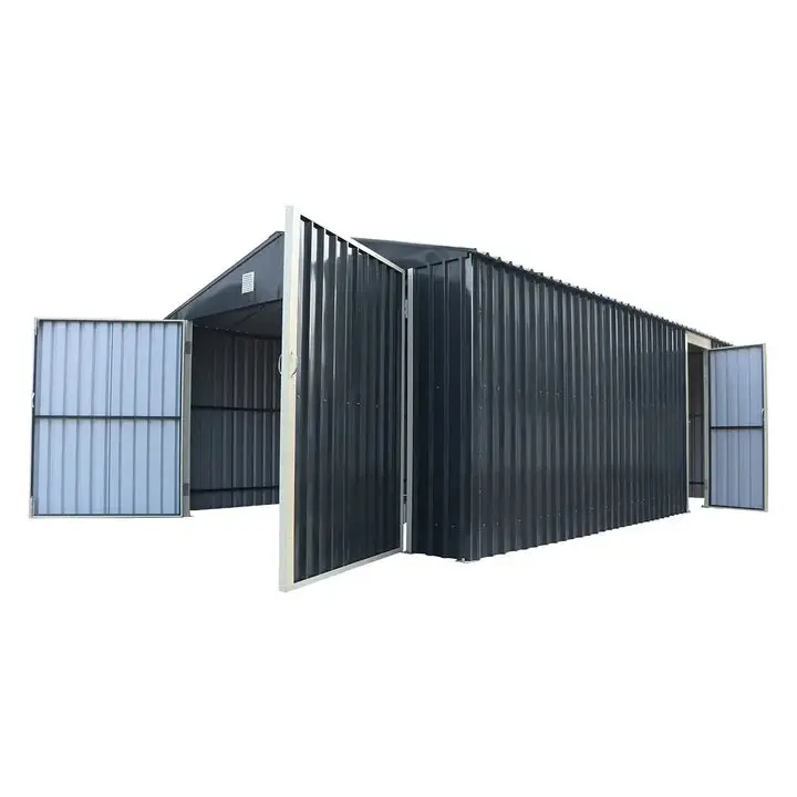 TMG Heavy Series™ 4 x 6 m Metal Garage Shed with Double Front Doors and Side Entry Door, 2.6 m Peak Height, TMG-MS1320B - Image 10