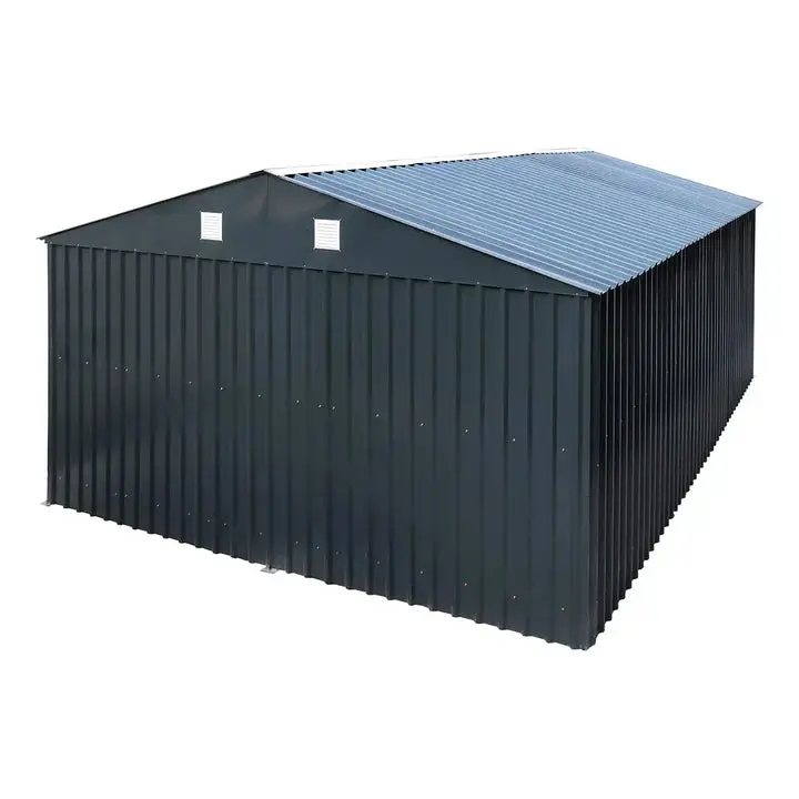 TMG Heavy Series™ 4 x 6 m Metal Garage Shed with Double Front Doors and Side Entry Door, 2.6 m Peak Height, TMG-MS1320B - Image 12