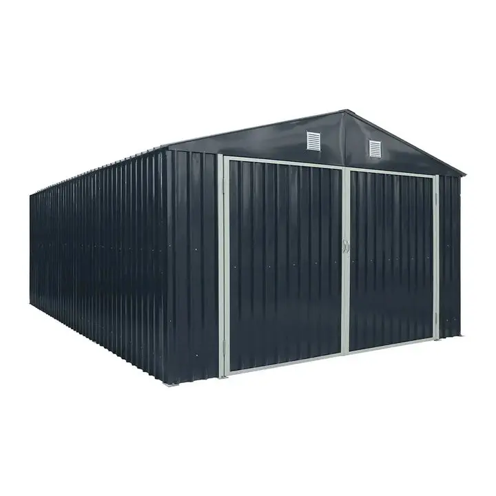 TMG Heavy Series™ 4 x 6 m Metal Garage Shed with Double Front Doors and Side Entry Door, 2.6 m Peak Height, TMG-MS1320B - Image 4