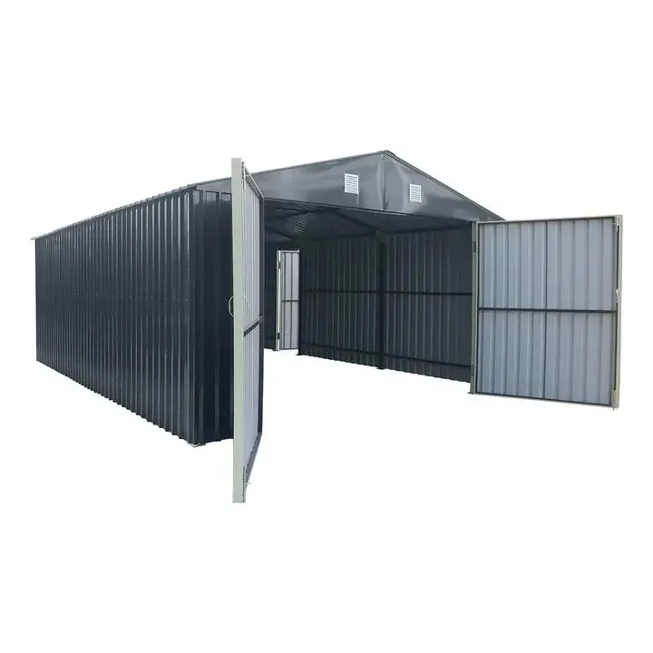 TMG Heavy Series™ 4 x 6 m Metal Garage Shed with Double Front Doors and Side Entry Door, 2.6 m Peak Height, TMG-MS1320B - Image 8