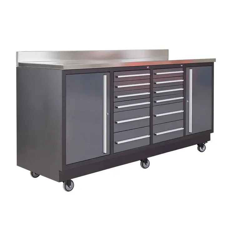 TMG Heavy Series™ 7-Ft 12-Drawer Workbench with Stainless Steel Top, Ball Bearing Double Slides & Casters, TMG-WB712 - Image 3