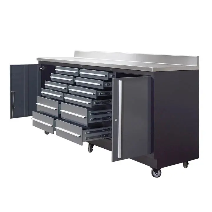 TMG Heavy Series™ 7-Ft 12-Drawer Workbench with Stainless Steel Top, Ball Bearing Double Slides & Casters, TMG-WB712 - Image 5