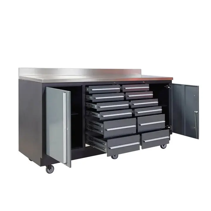 TMG Heavy Series™ 7-Ft 12-Drawer Workbench with Stainless Steel Top, Ball Bearing Double Slides & Casters, TMG-WB712 - Image 6