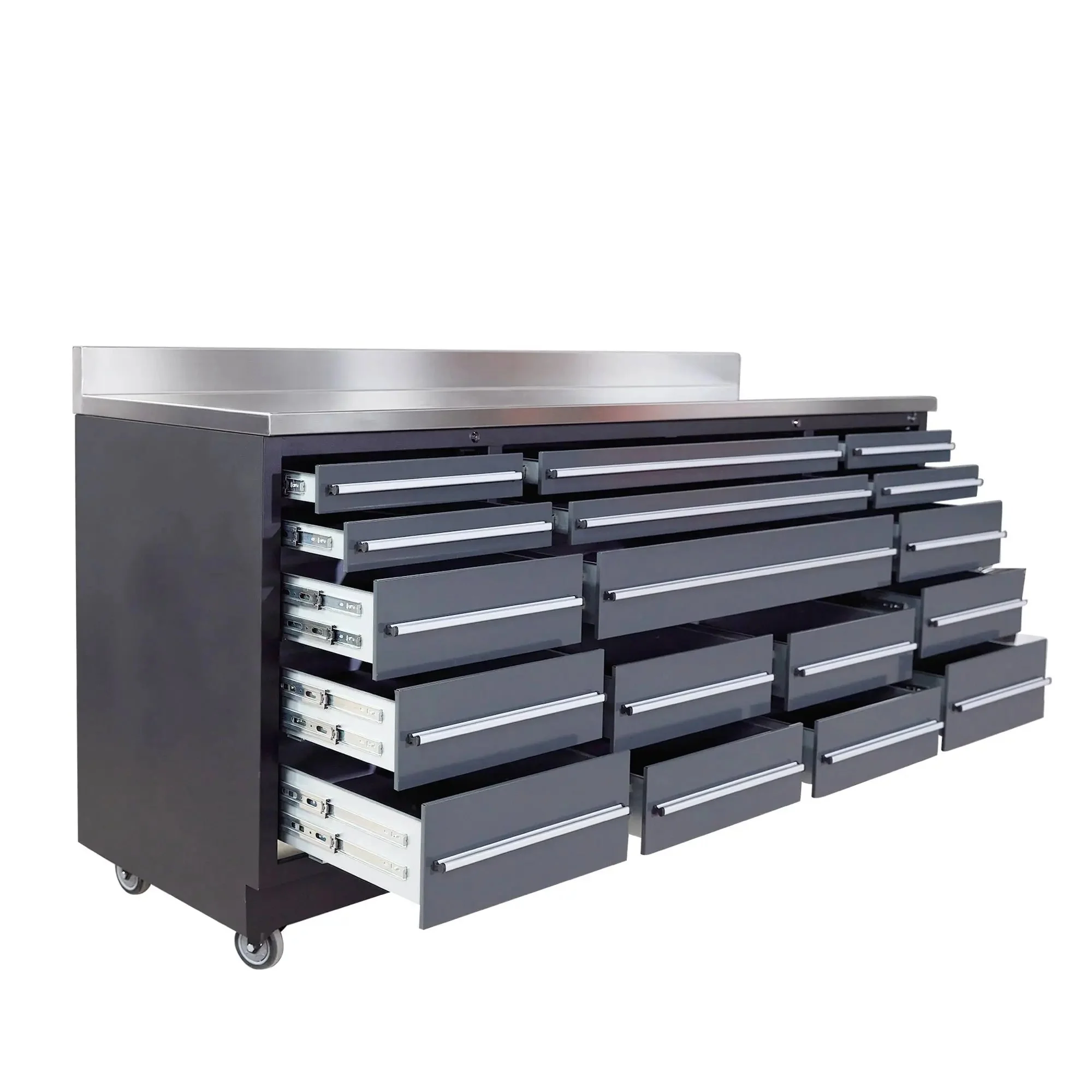 TMG Heavy Series™ 2.2m Workbench with Stainless Steel Benchtop and 17 Drawers, TMG-WB717 - Image 3