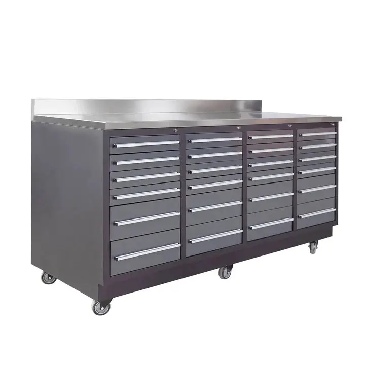 TMG Heavy Series™ 7-Ft 24-Drawer Workbench with Stainless Steel Top, Ball Bearing Double Slides & Casters, TMG-WB724 - Image 3