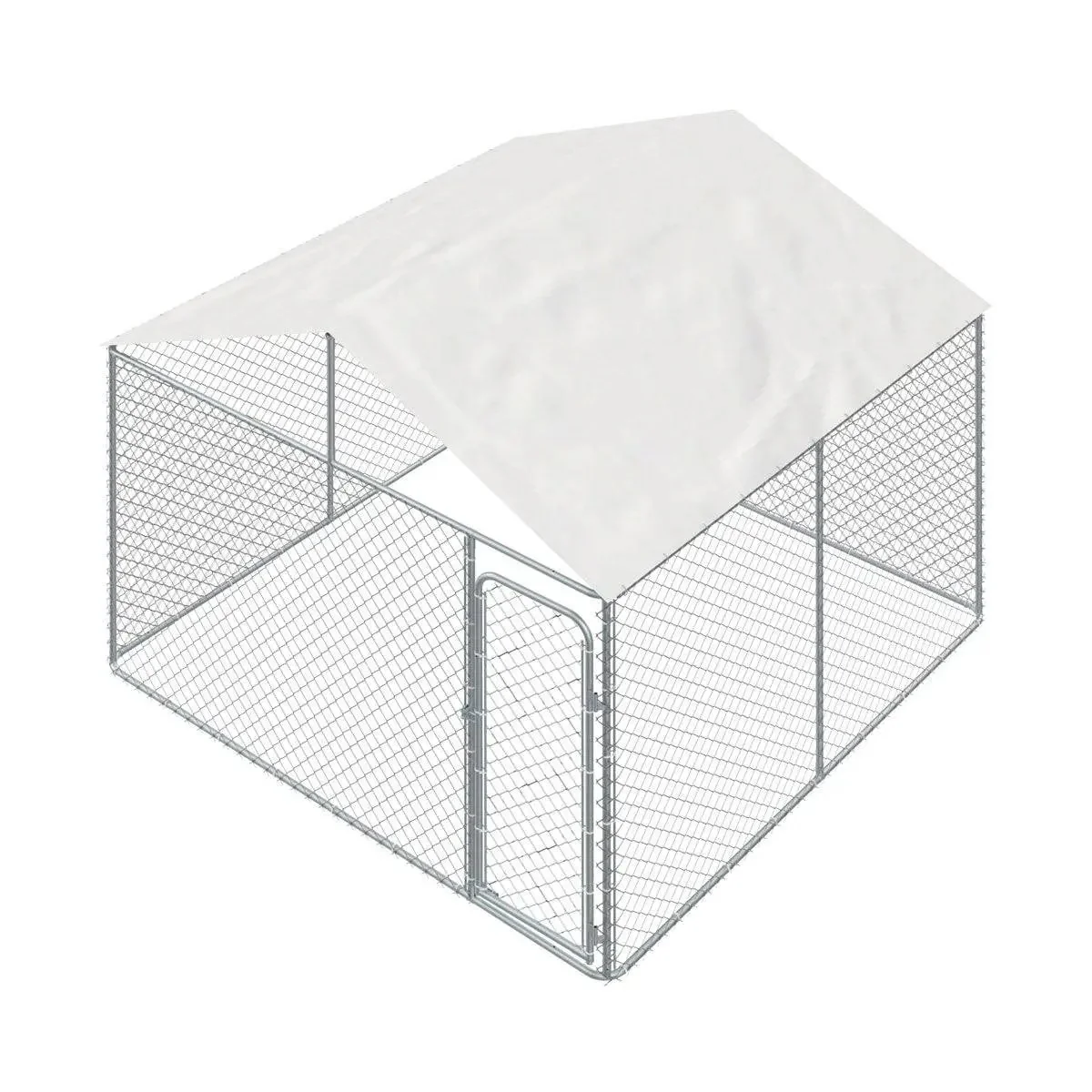 3 x 3 m Outdoor Dog Kennel Playpen with PE Cover, Locking Gate, 1.85 m Chain-link Fence, TMG-DCP1010 - Image 4