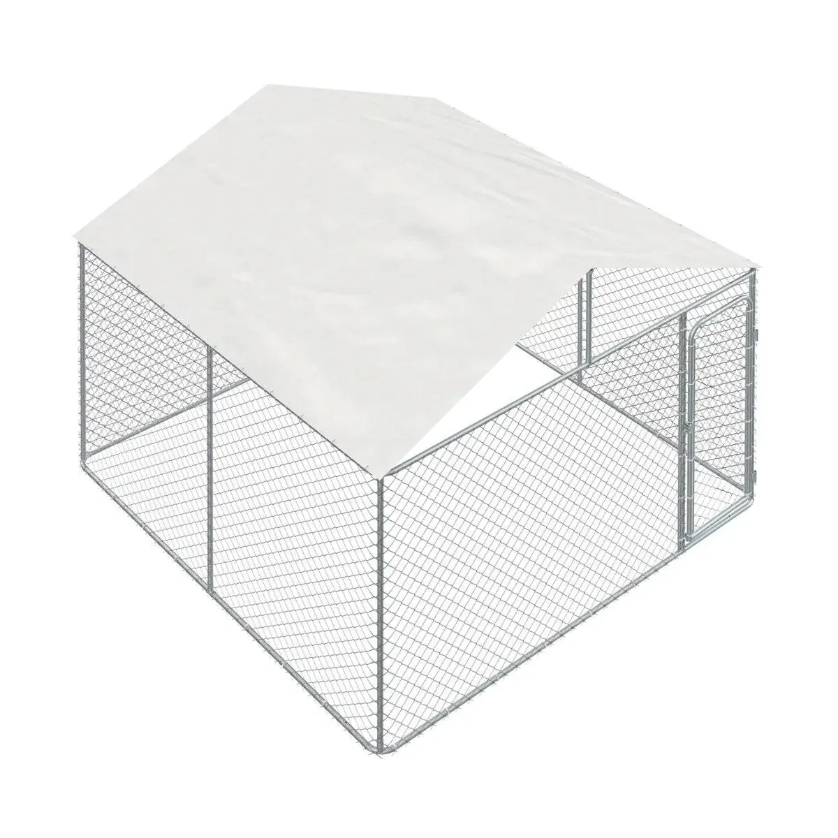 3 x 3 m Outdoor Dog Kennel Playpen with PE Cover, Locking Gate, 1.85 m Chain-link Fence, TMG-DCP1010 - Image 5