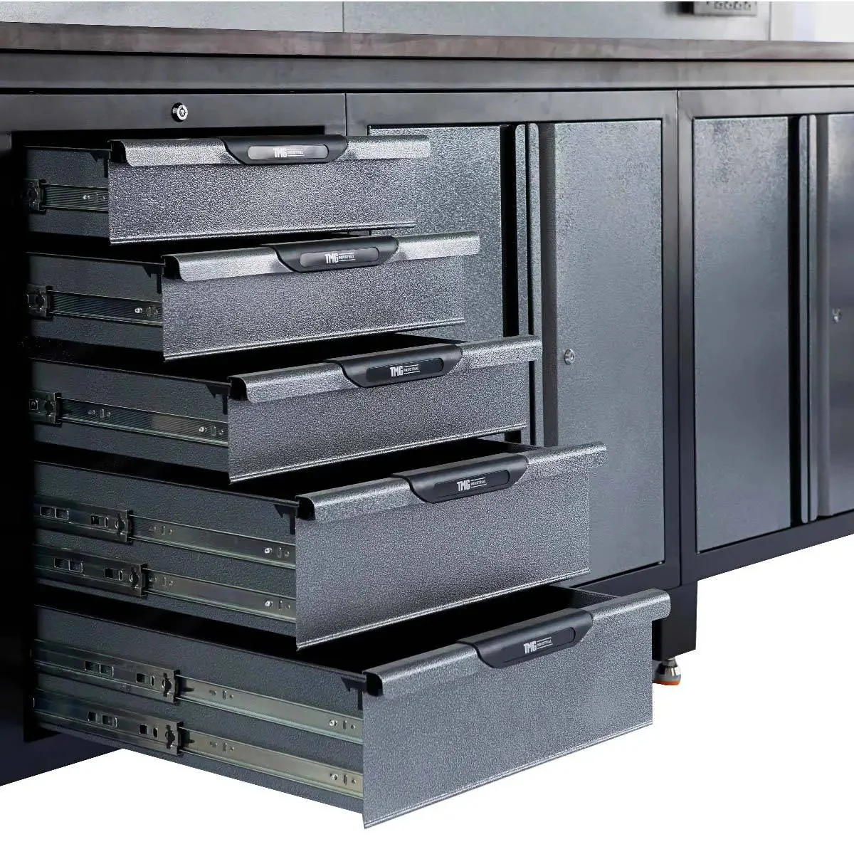 2.8m Workbench with Solid Wood Benchtop, Pegboards and Bench Vice, TMG-WBC10   - Image 3