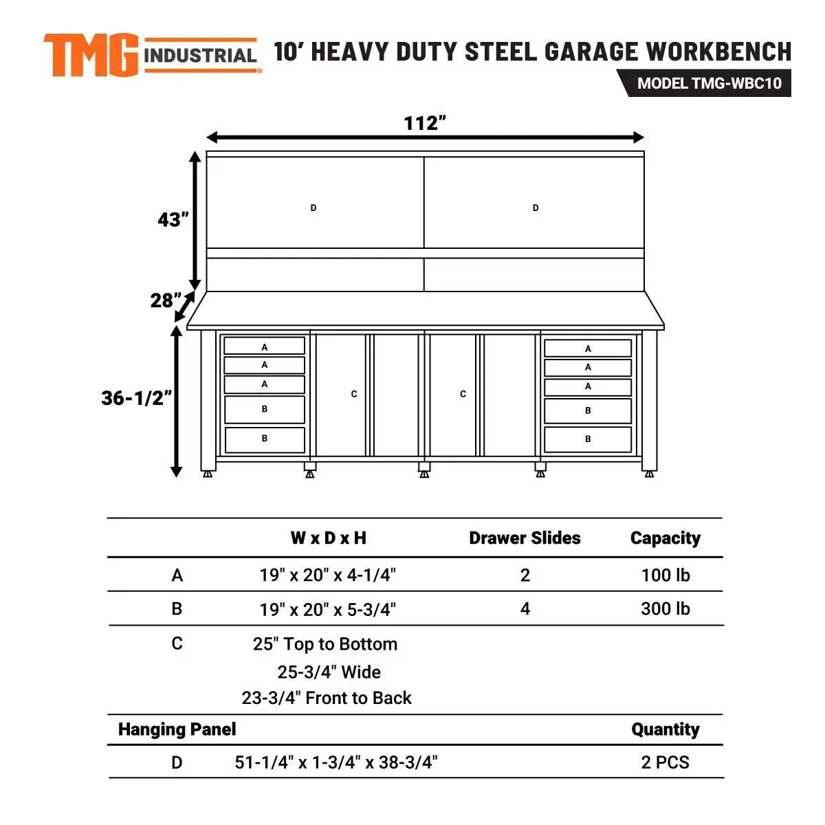 2.8m Workbench with Solid Wood Benchtop, Pegboards and Bench Vice, TMG-WBC10   - Image 7