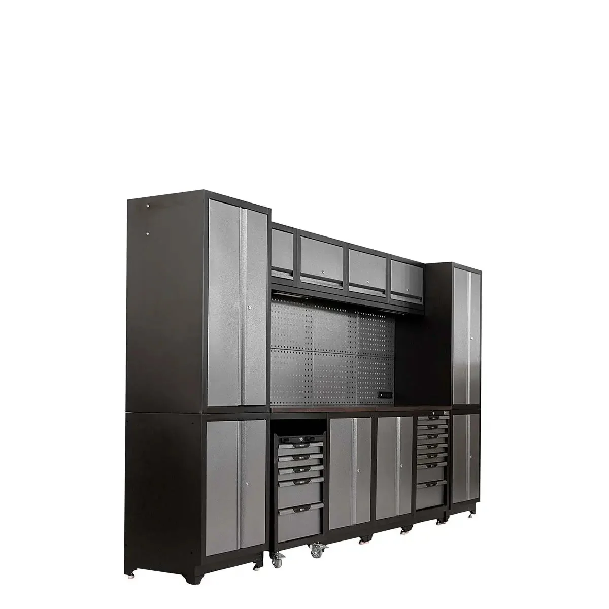 3.8m Steel Garage Cabinet with Workbench, Pegboard and LED Lighting, TMG-WBM12 - Image 3